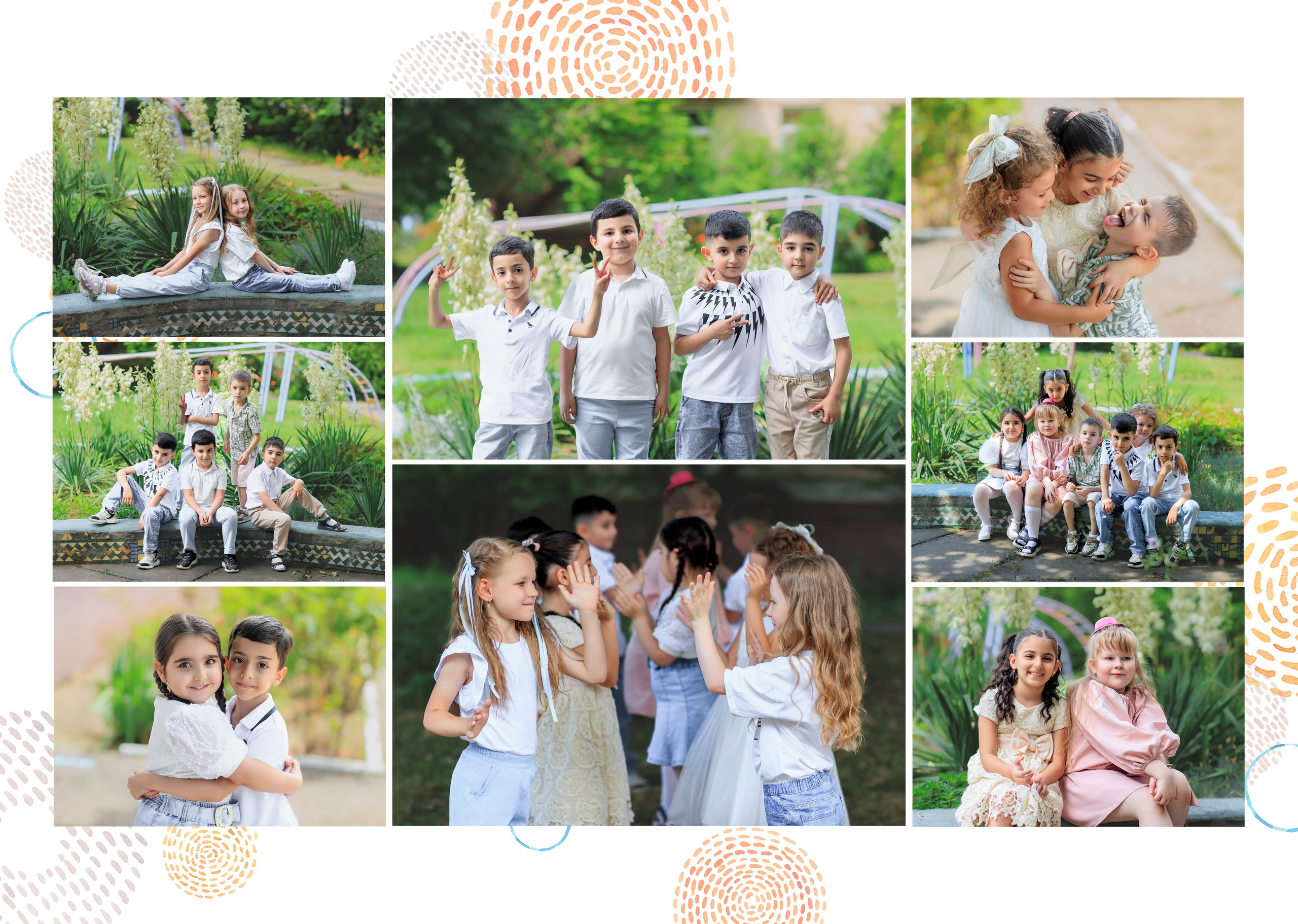 Дети на прогулке в детским саду