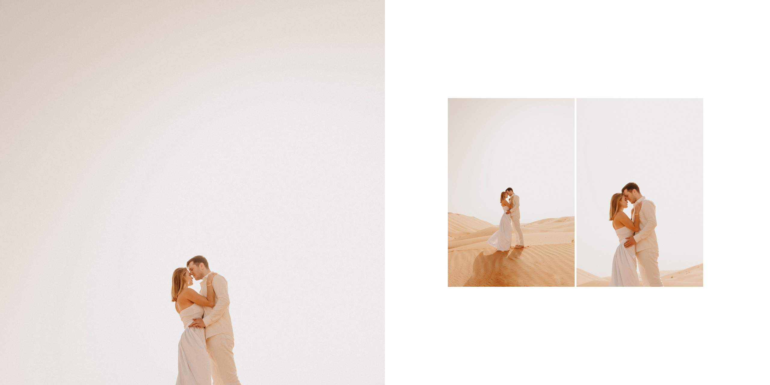 Photo love story in desert honey moon