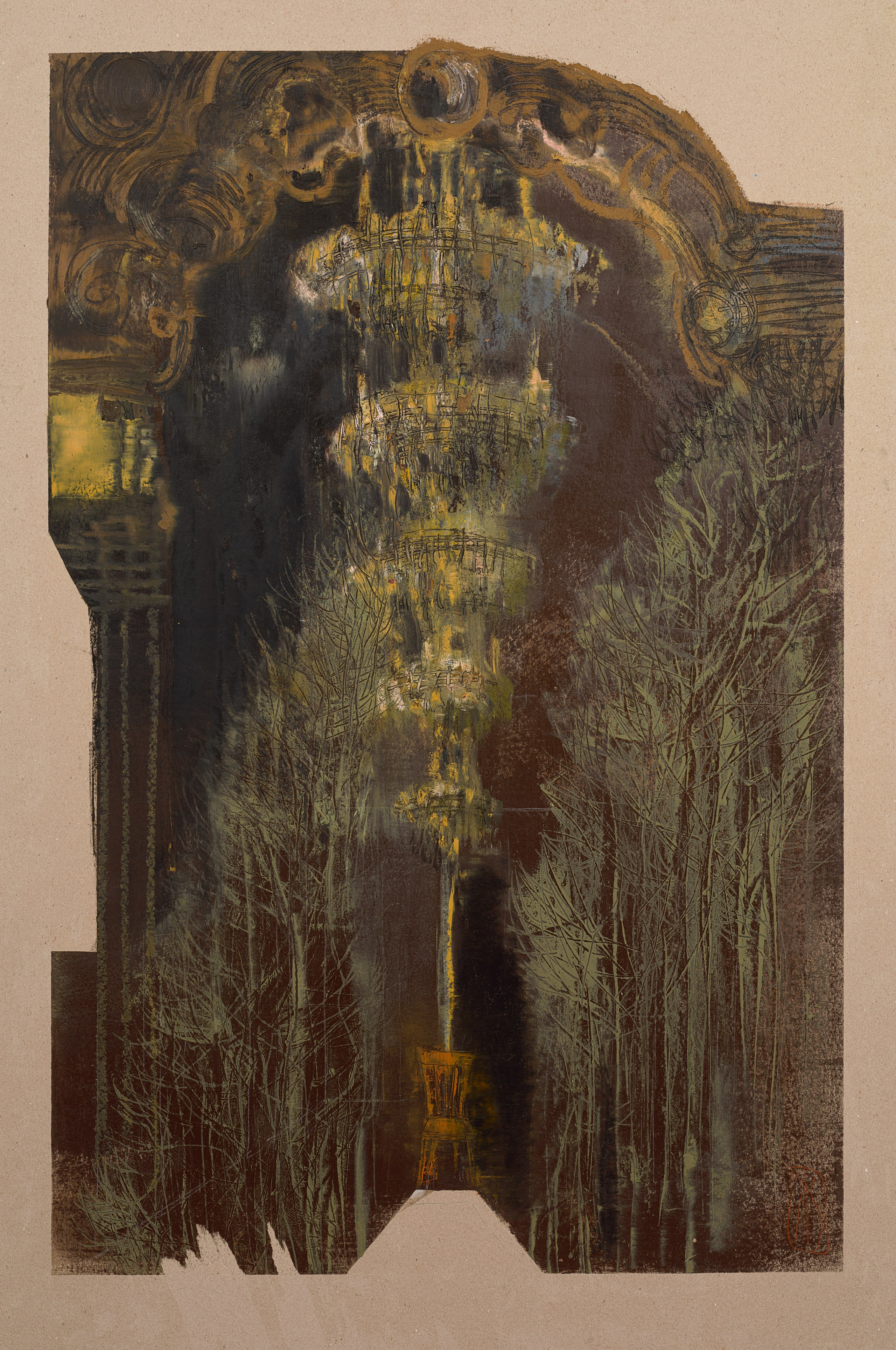 «Театр. Третий Звонок» - художник Лариса Блохина (картон, смешанная техника, 119x79, 2024)