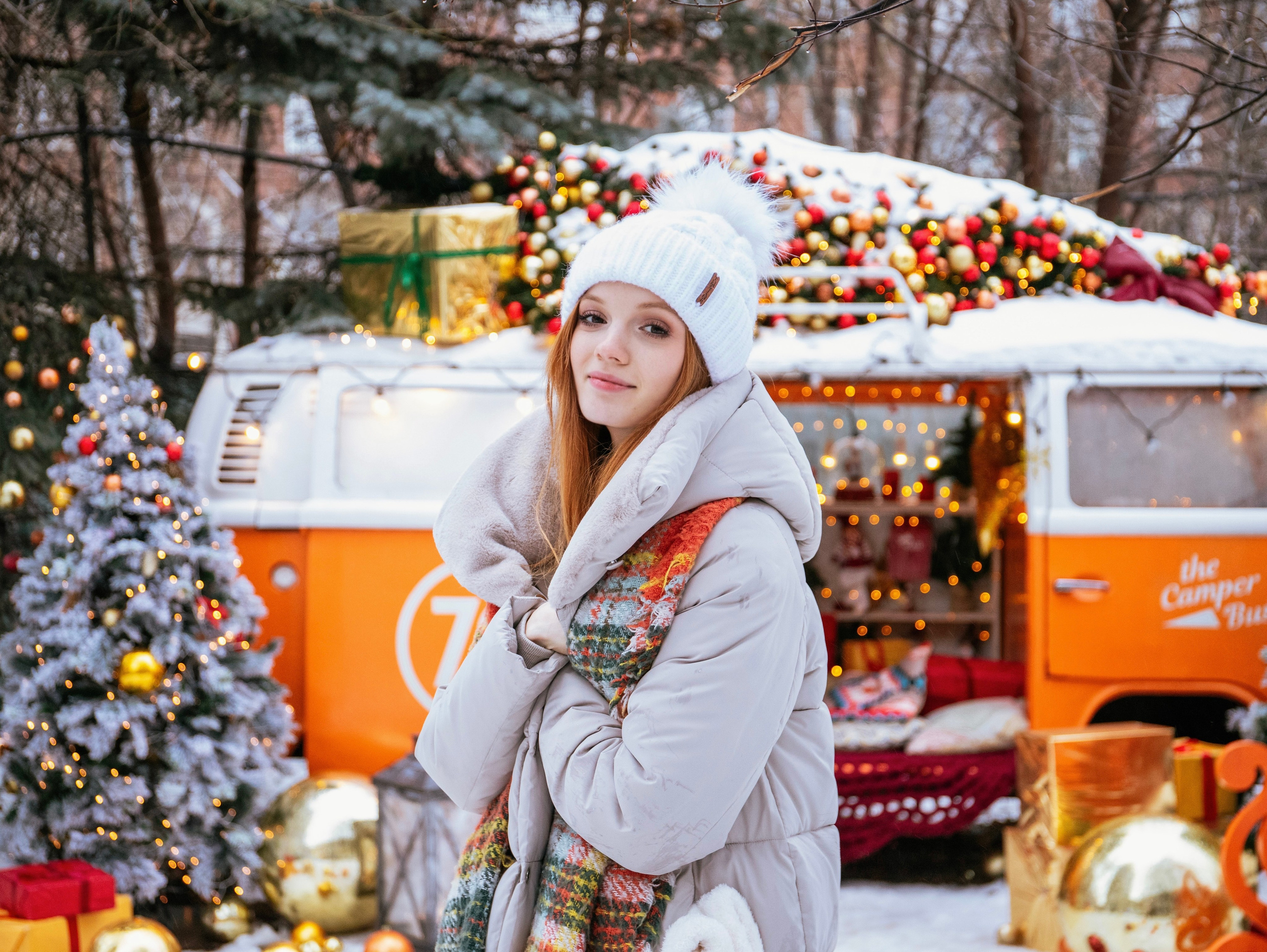 Новогодняя съемка с локацией «автобус». Свадебный и семейный фотограф в Москве Мила Широких
