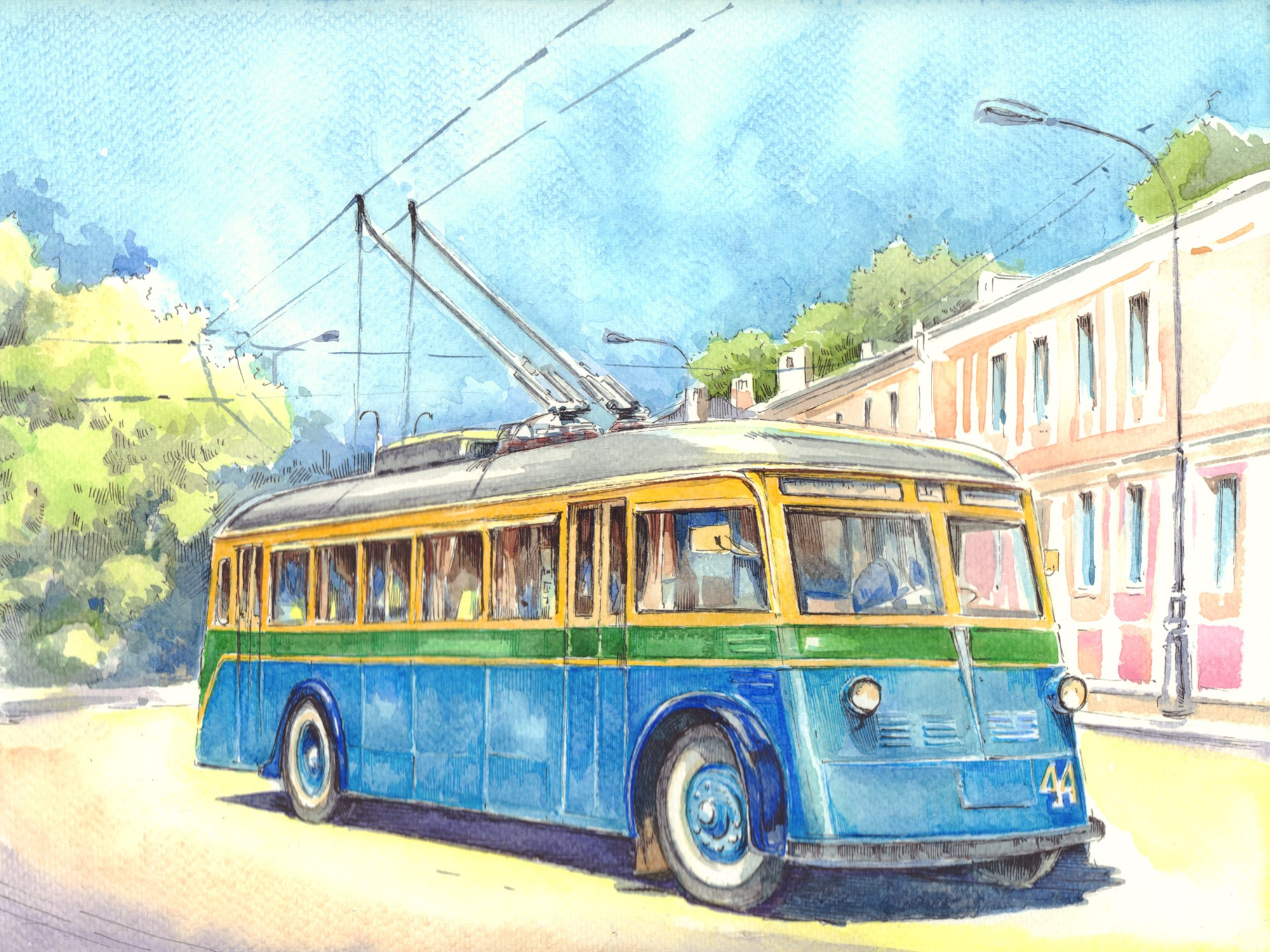 Троллейбусы. Художник Александр Петрунин