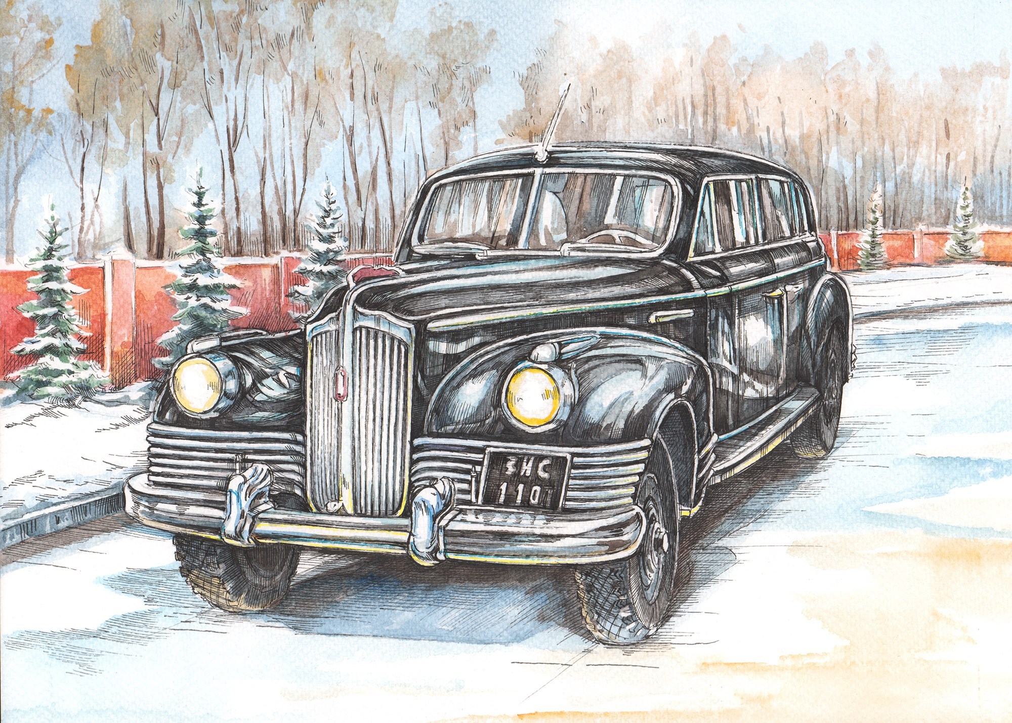 Легковые и грузовые автомашины СССР. Художник Александр Петрунин