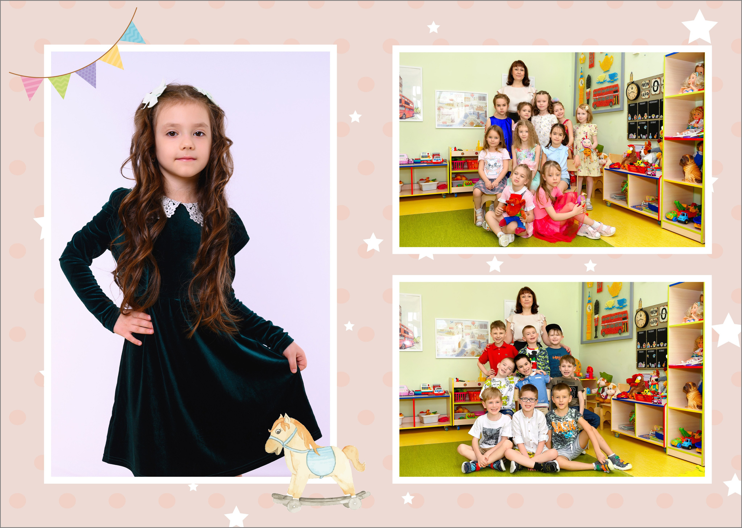 Альбом в детский сад за 2400 руб. на 2 разворота. Выпускной школьный альбом в Москве / Школьный фотограф Юлия Михайленко