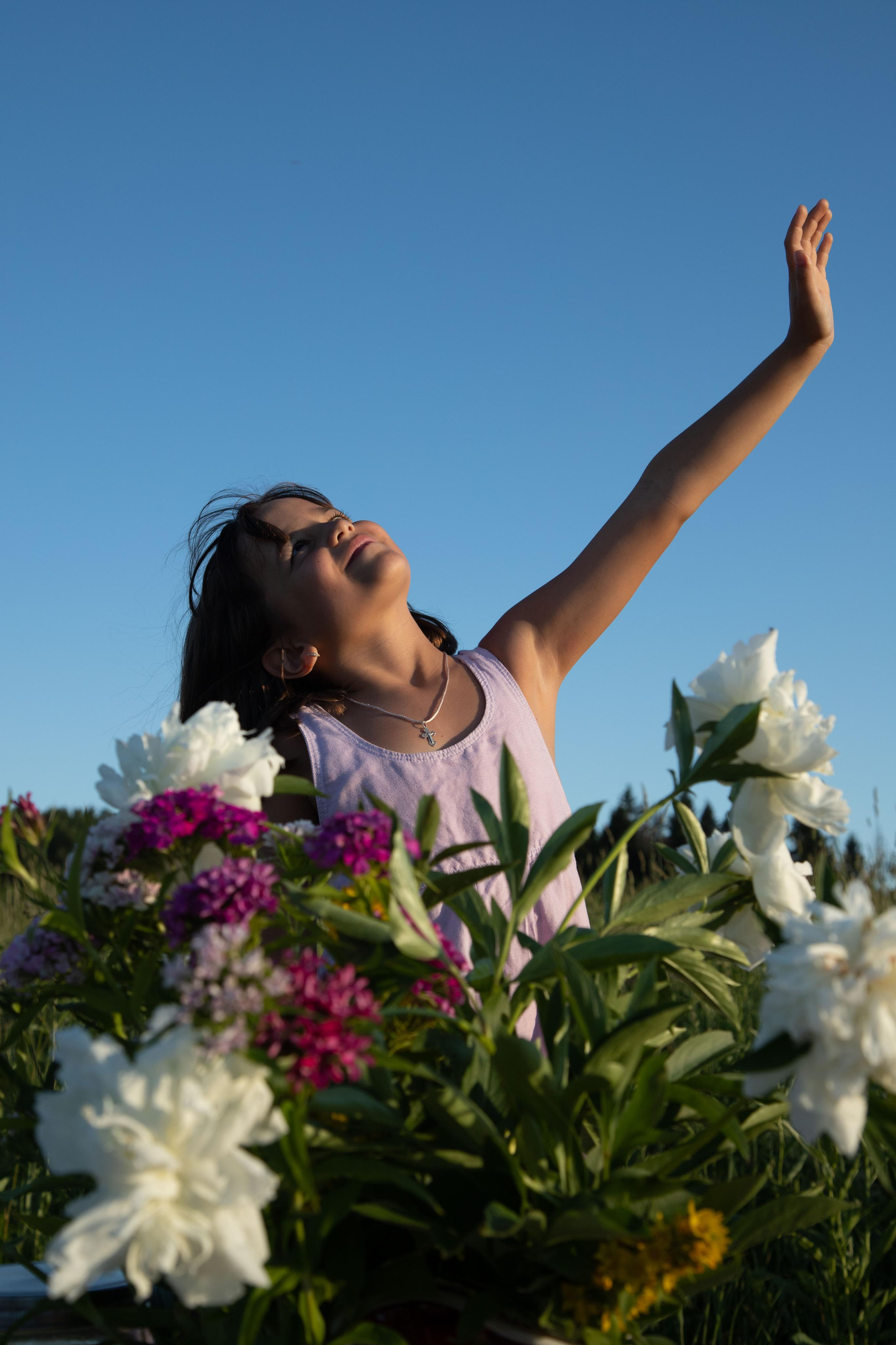 Family dining in the field. Home