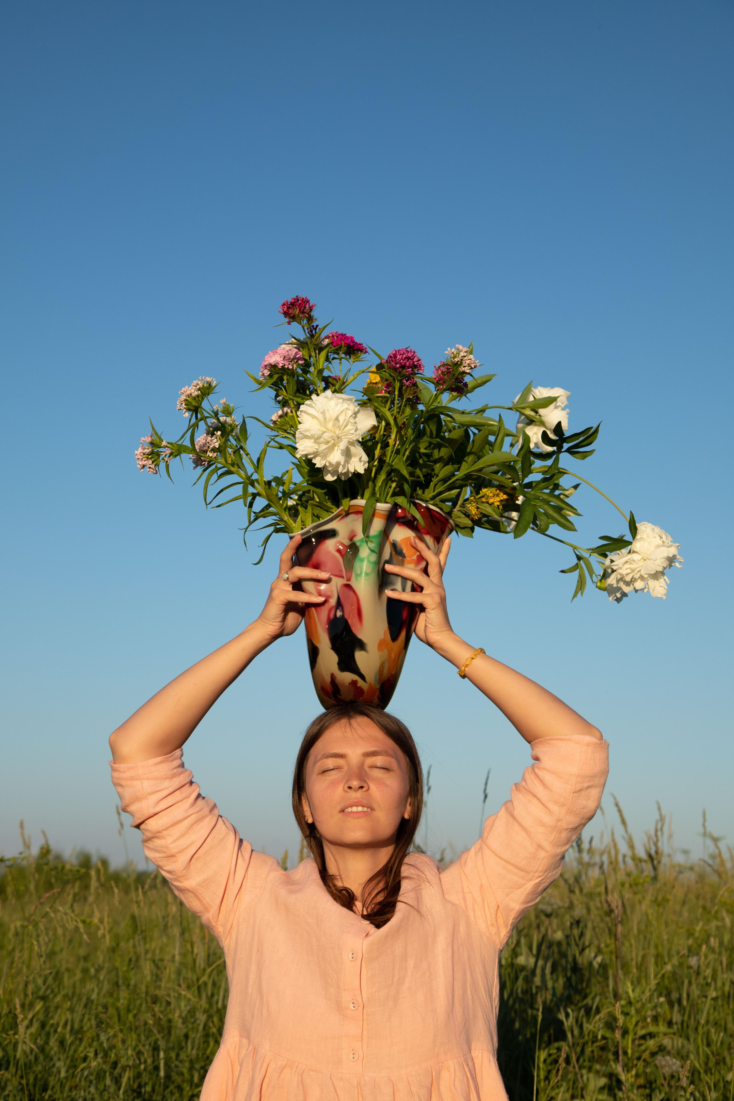 Family dining in the field. Home