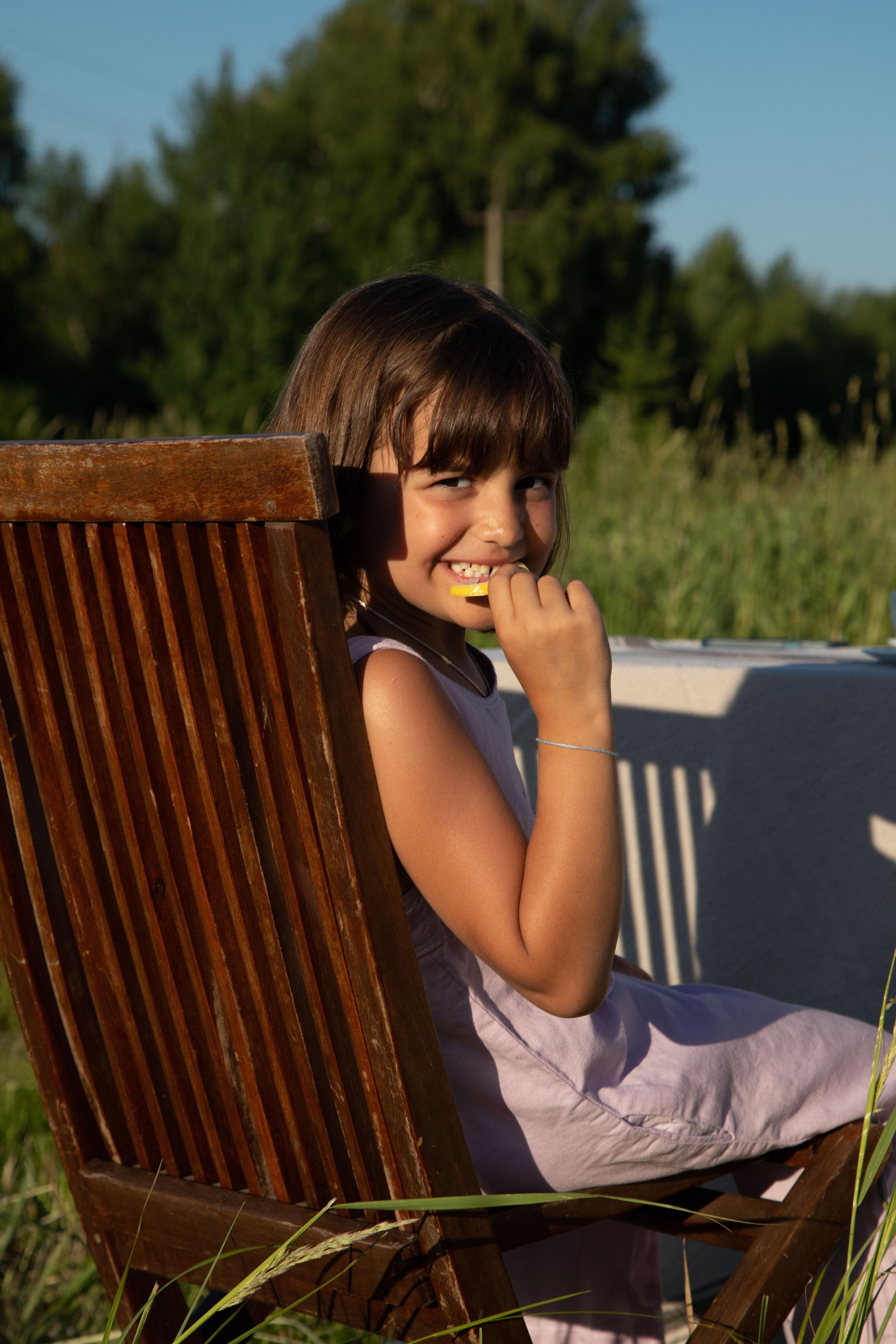 Family dining in the field. Home