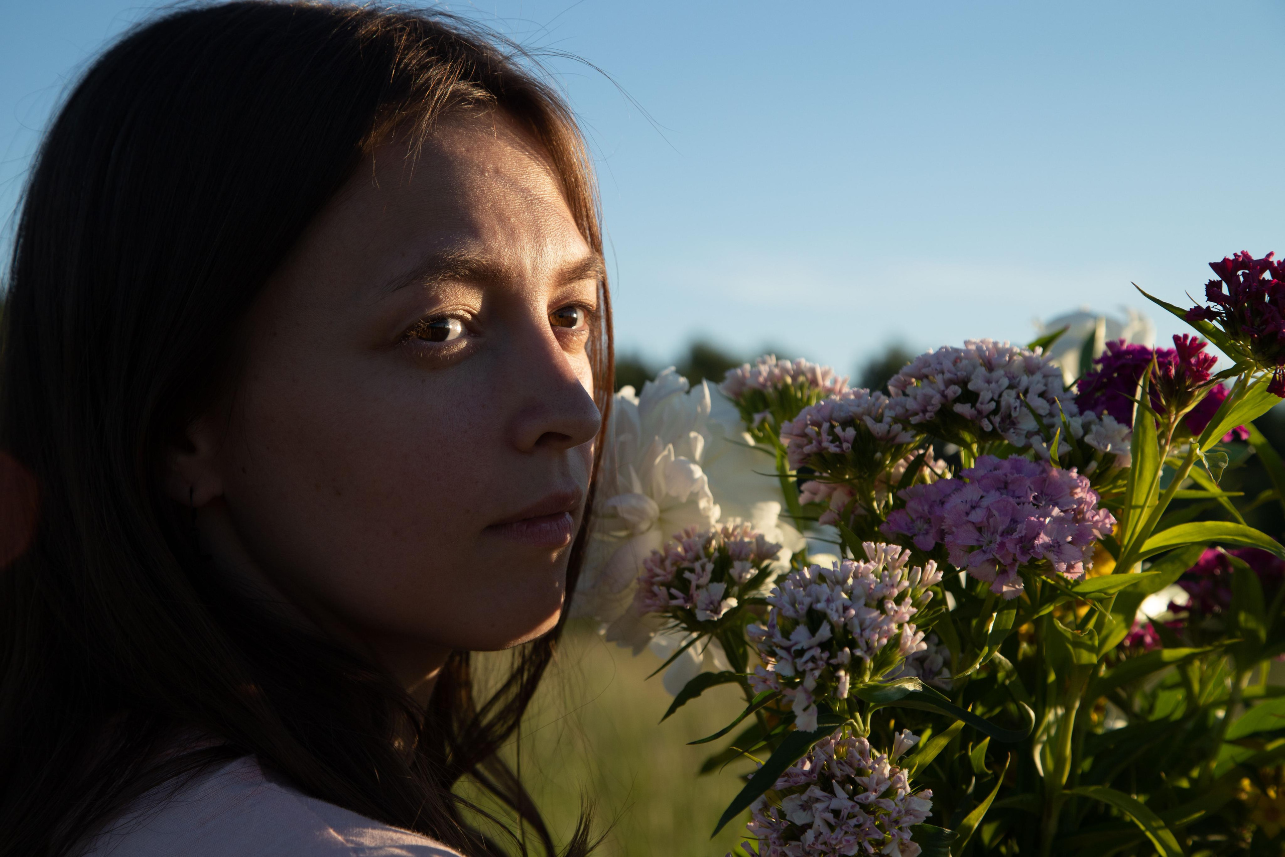 Family dining in the field. Home