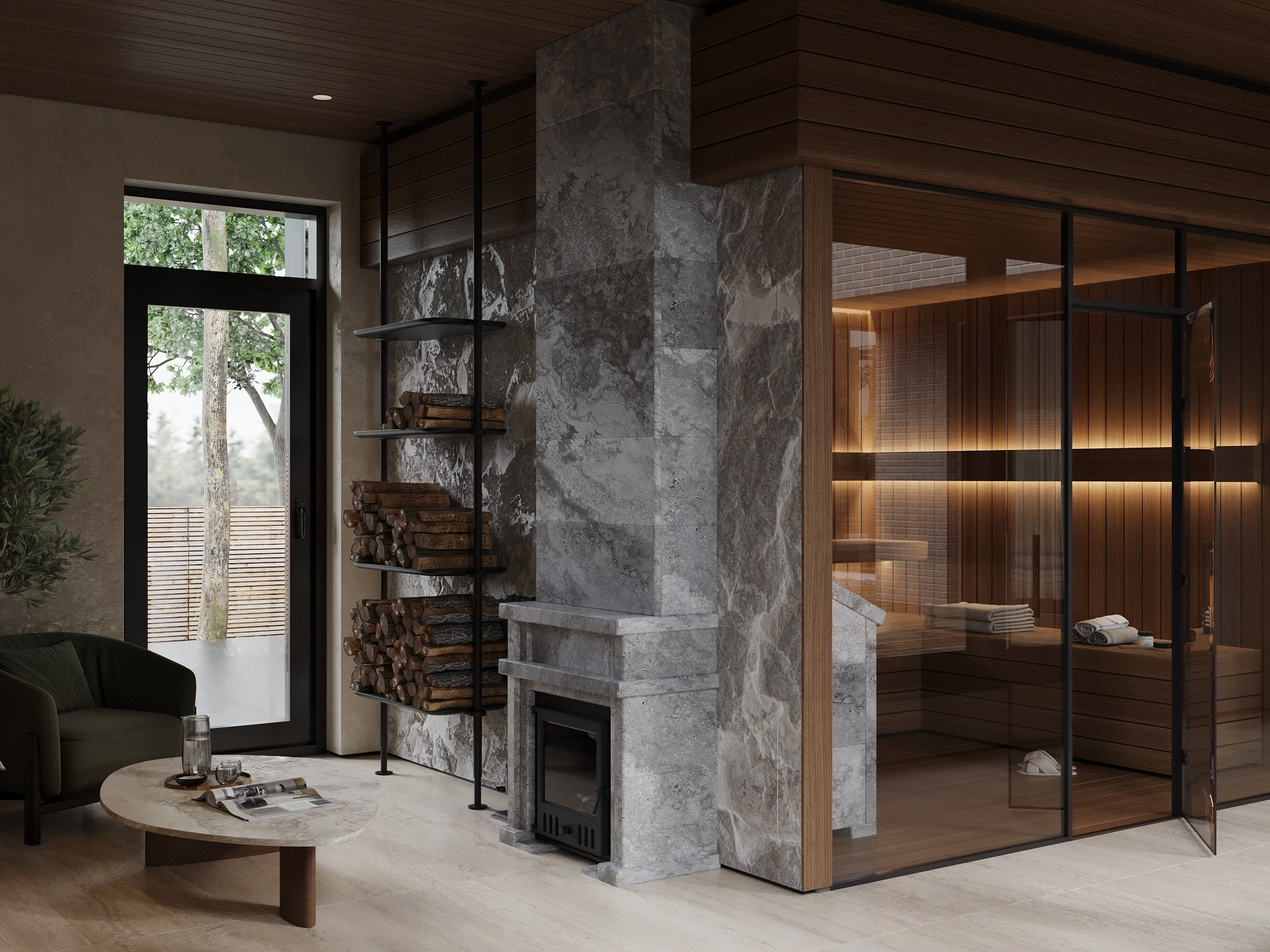 Баня с зоной отдыха. Дизайнер интерьера и 3D визуализатор Ванчугова Ольга