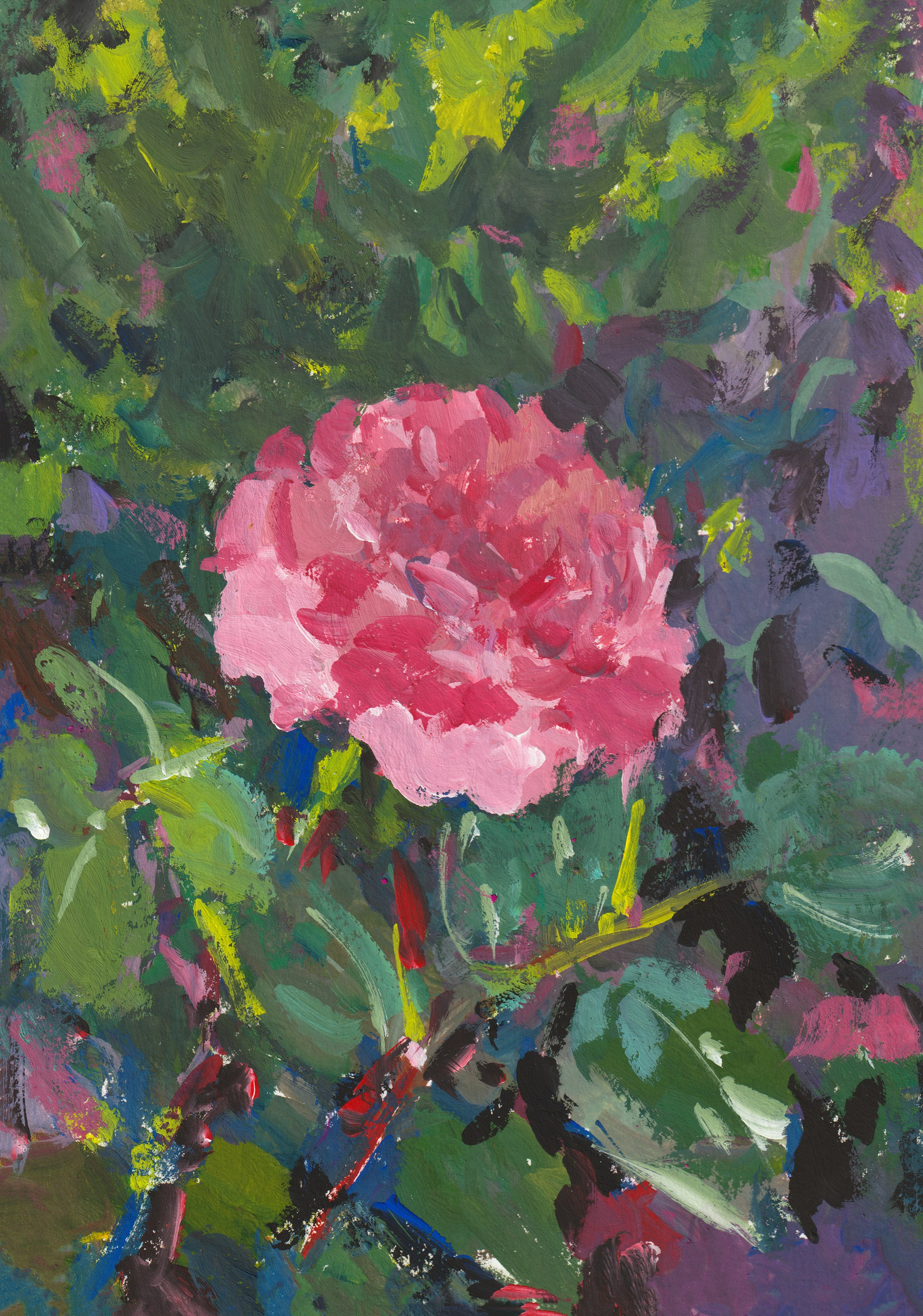 "Этюд. Розочка" бумага, гуашь 20х14см, 2025