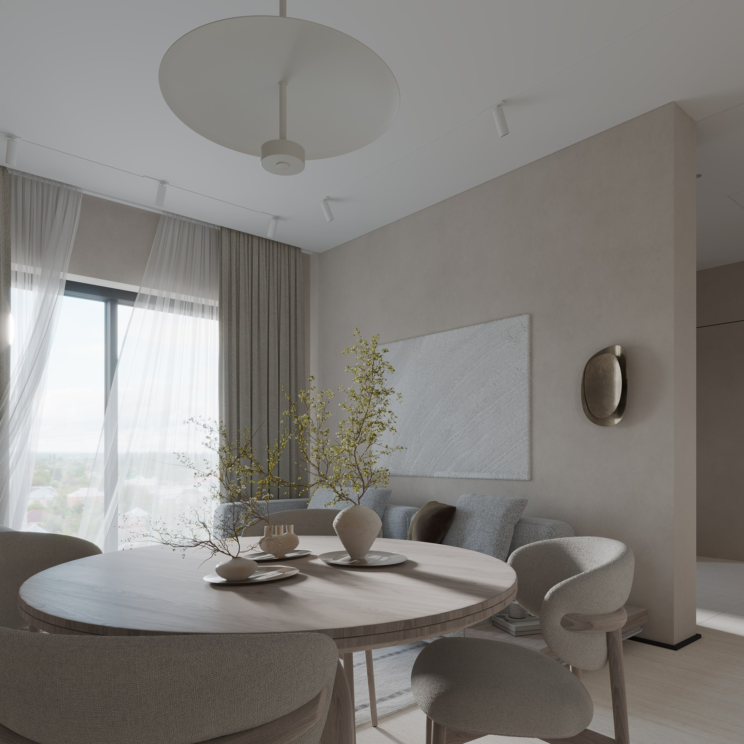 Интерьер квартиры в тёплых тонах — 3D визуализация от Baxx Pro для дизайнера Дианы Кова. 3Д Визуализация Интерьера и Архитектуры