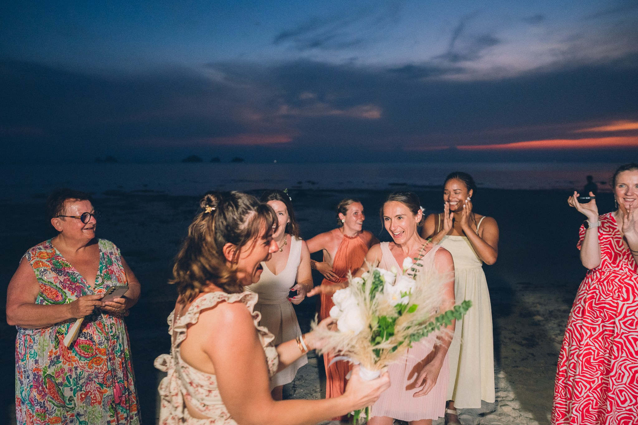 Sunset Beach Wedding with Guests in Koh Samui