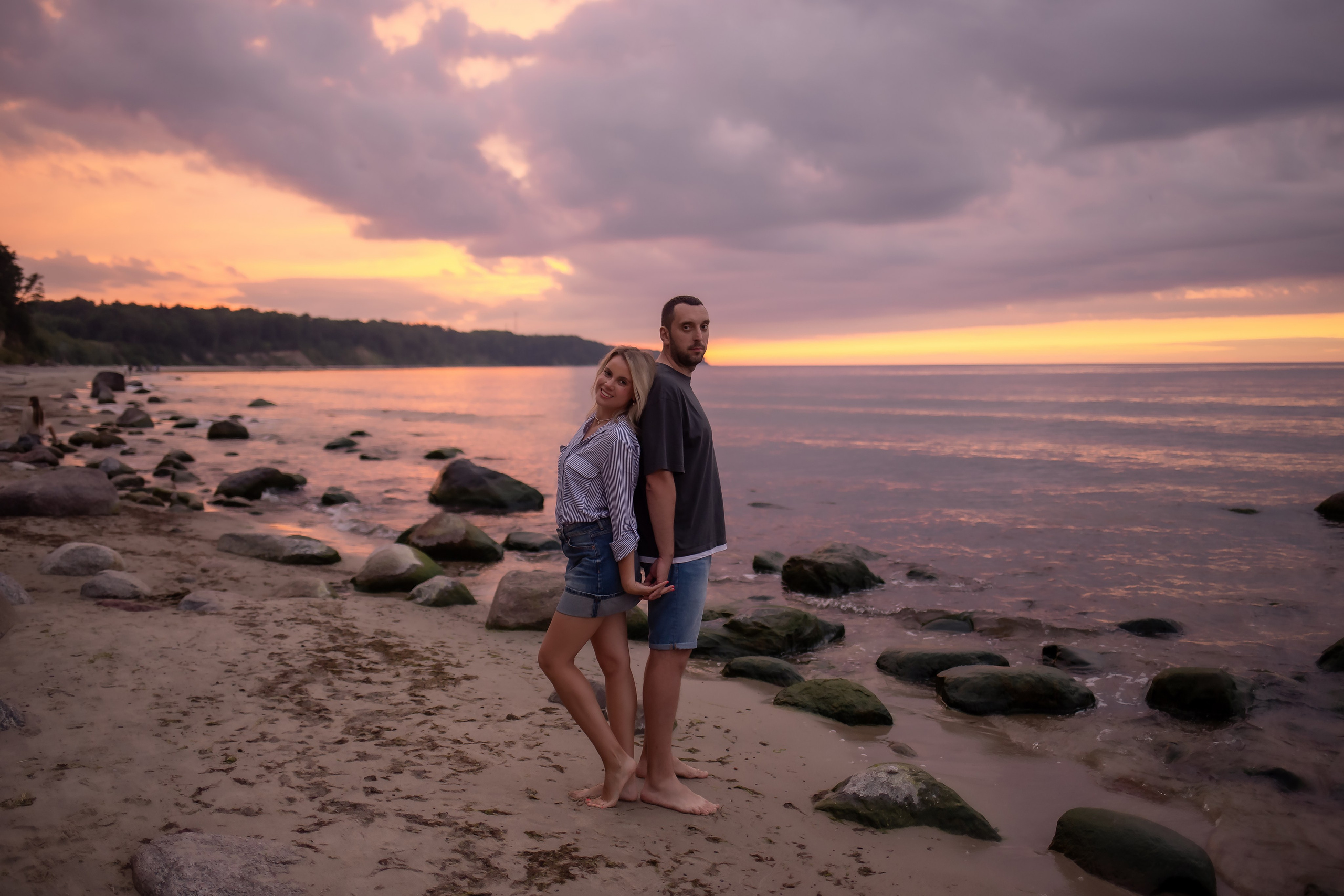 Есеня, Леня и Аня. Закат в Куликово. Фотограф в Калининграде Решетникова Алина
