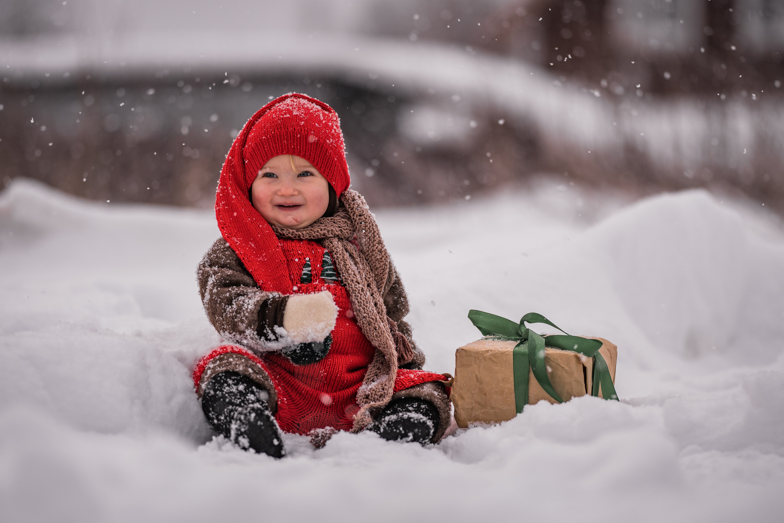 Снежная прогулка на санках. Семейный фотограф Ефремова Виктория