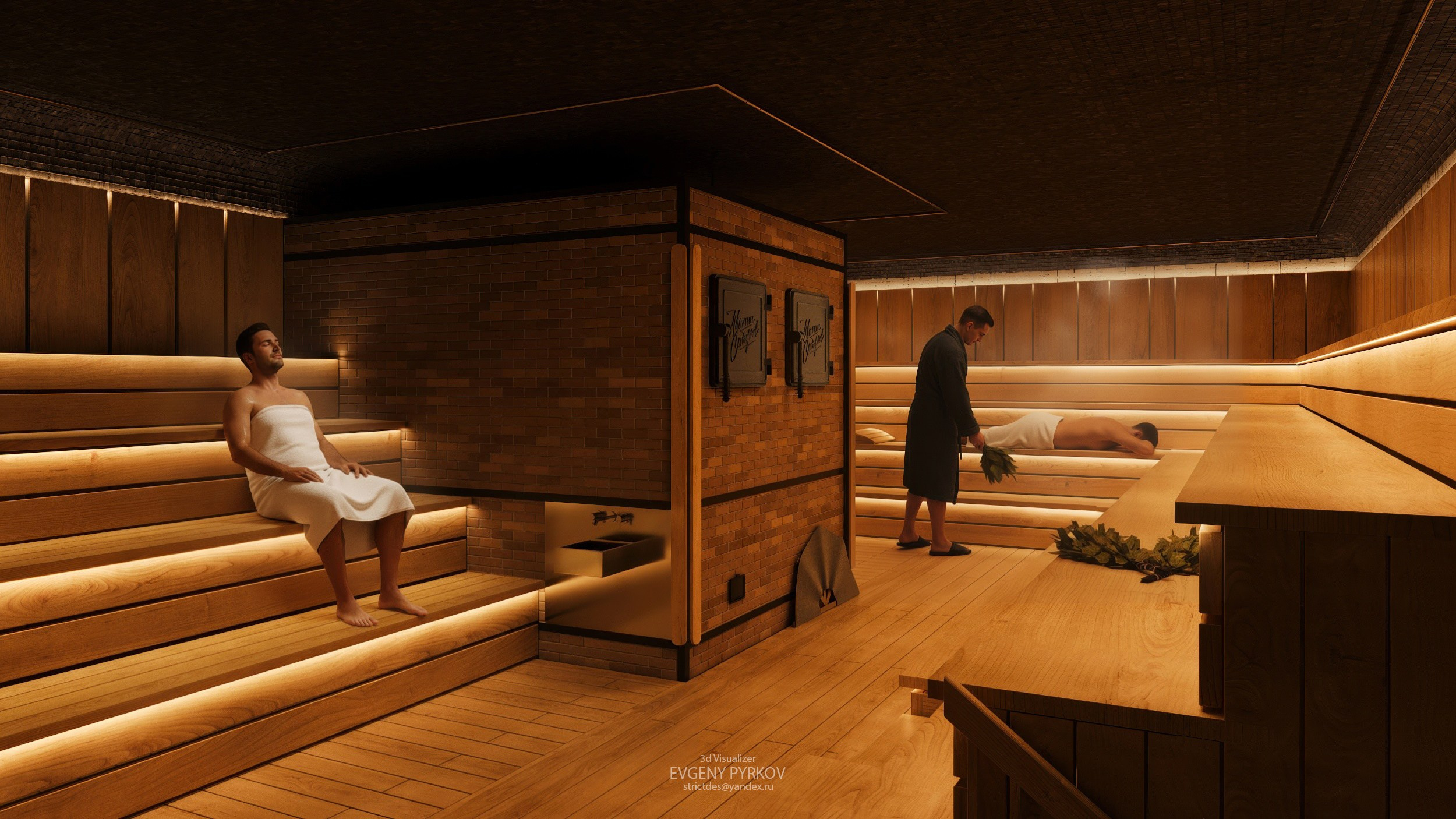 Банный комплекс «Мамин Сибиряк». Екатеринбург. Клиент: Городище. Евгений Пырков — 3d визуализатор интерьеров и экстерьеров России