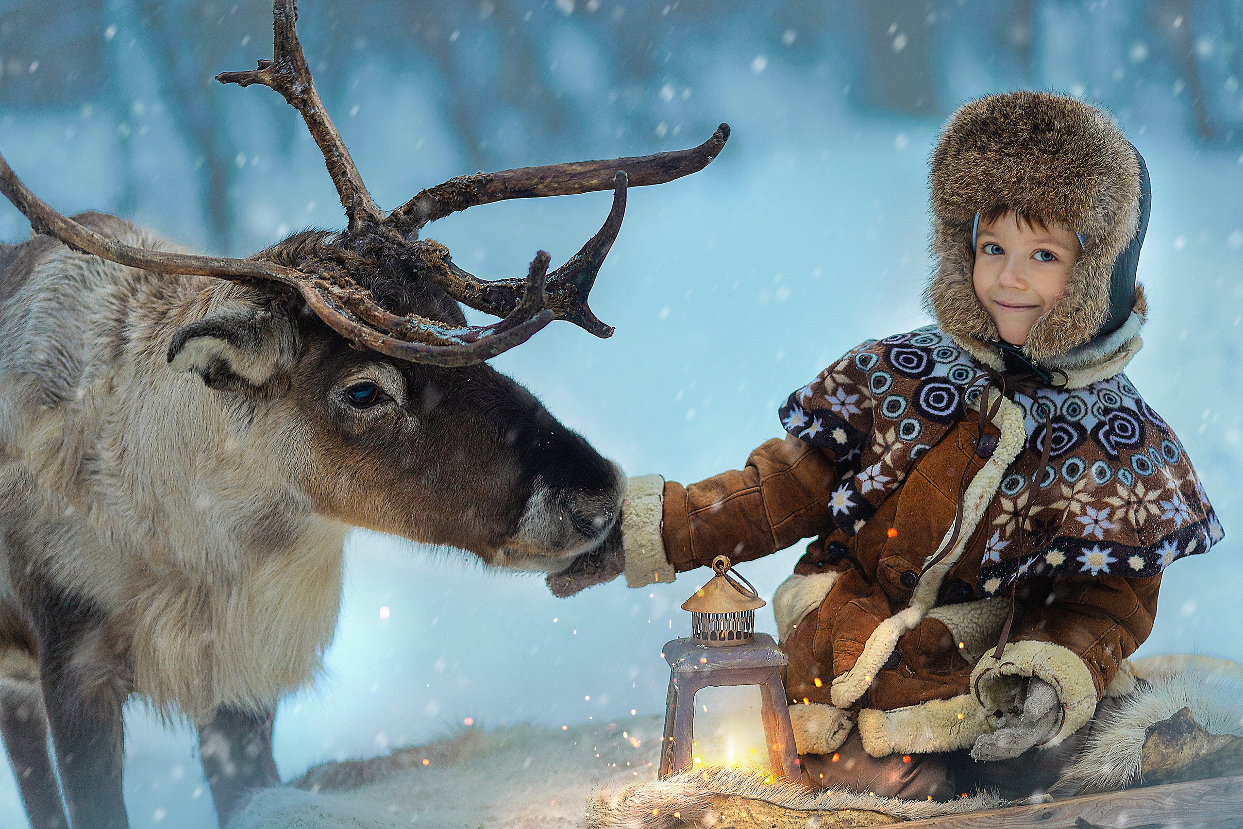 фотосессия с оленями, фотосессия с животными