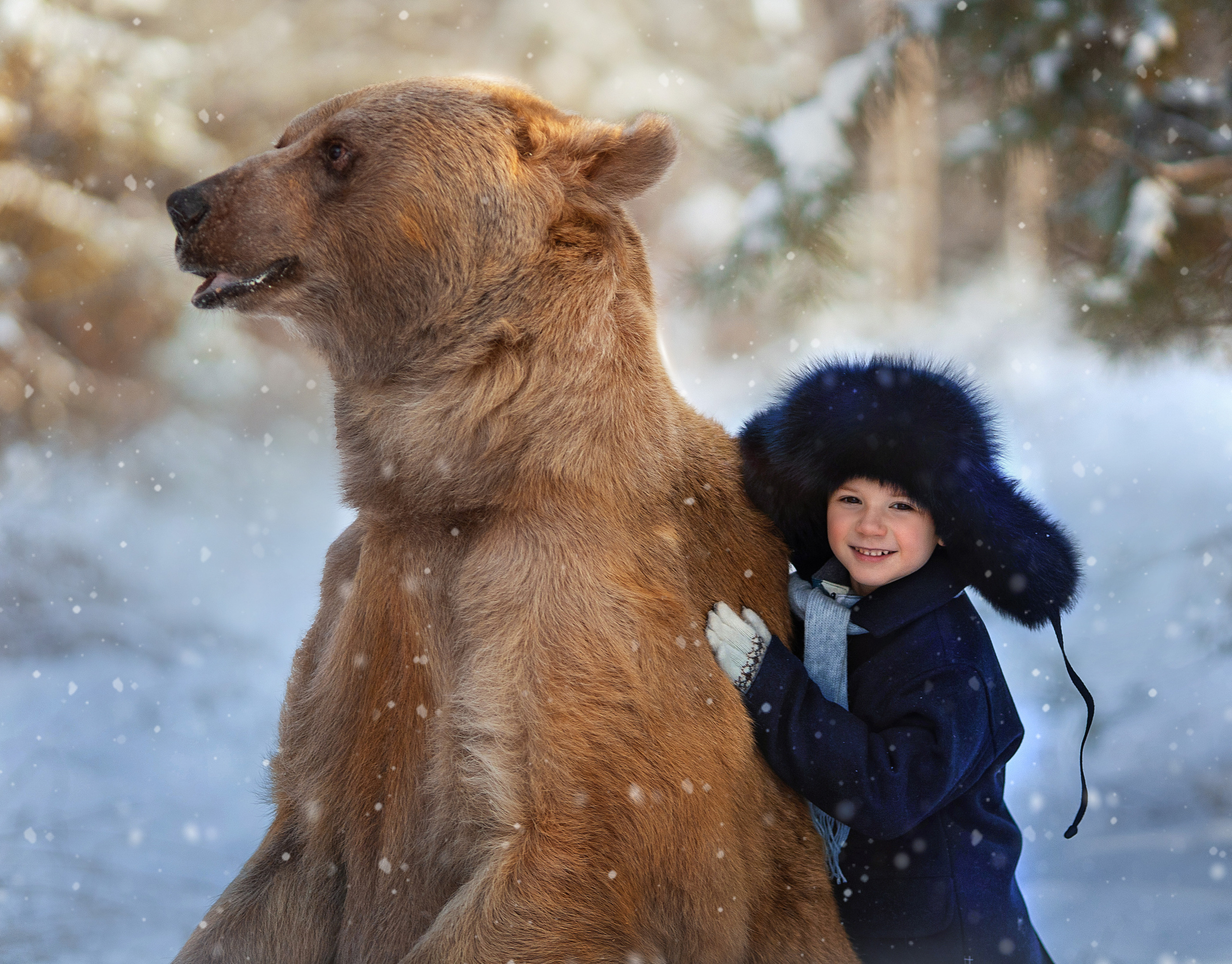 Фотосессия с медведем, съемка с медведем, сказочная Фотосессия, детский фотограф