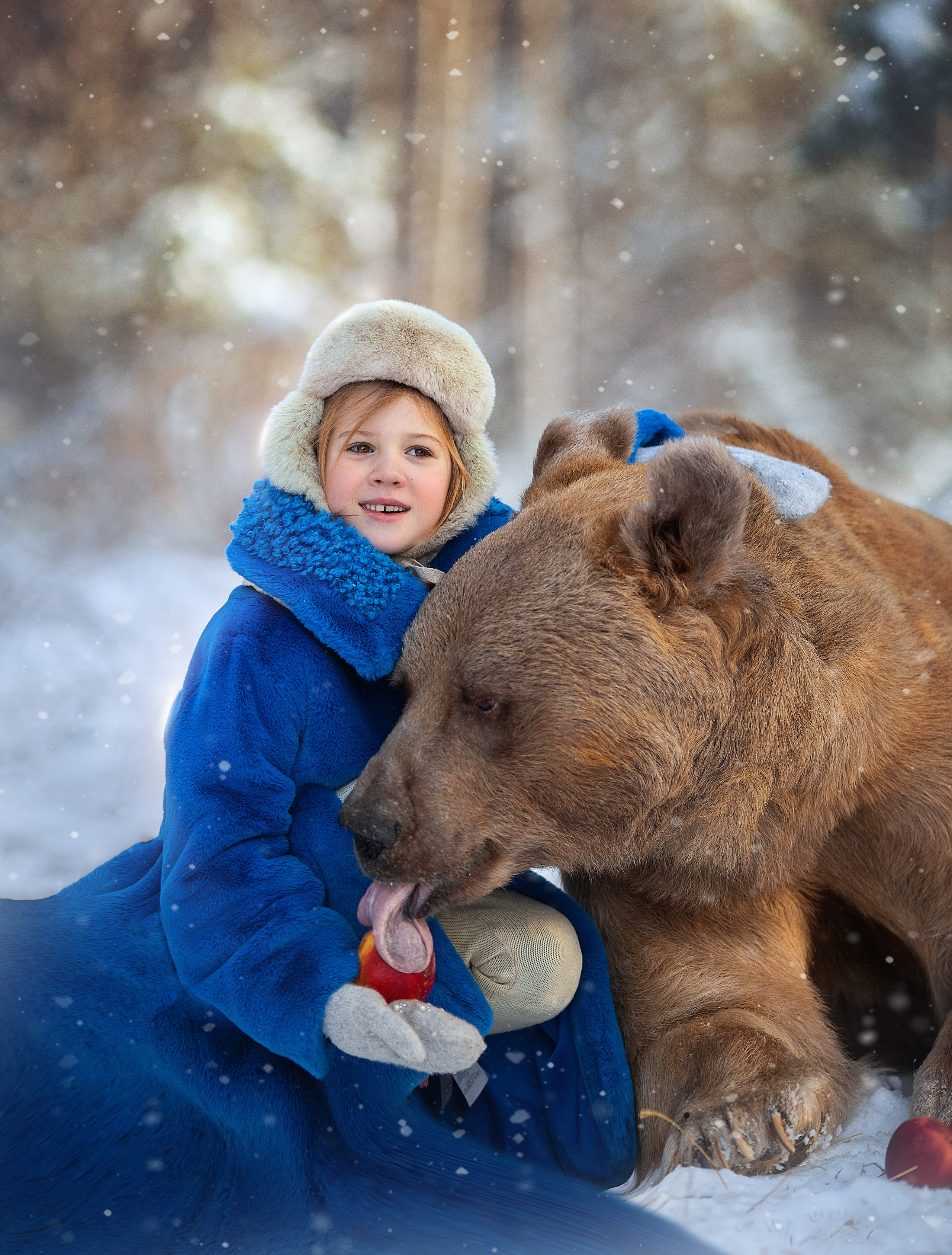 Фотосессия с медведем, съемка с медведем, сказочная Фотосессия, детский фотограф