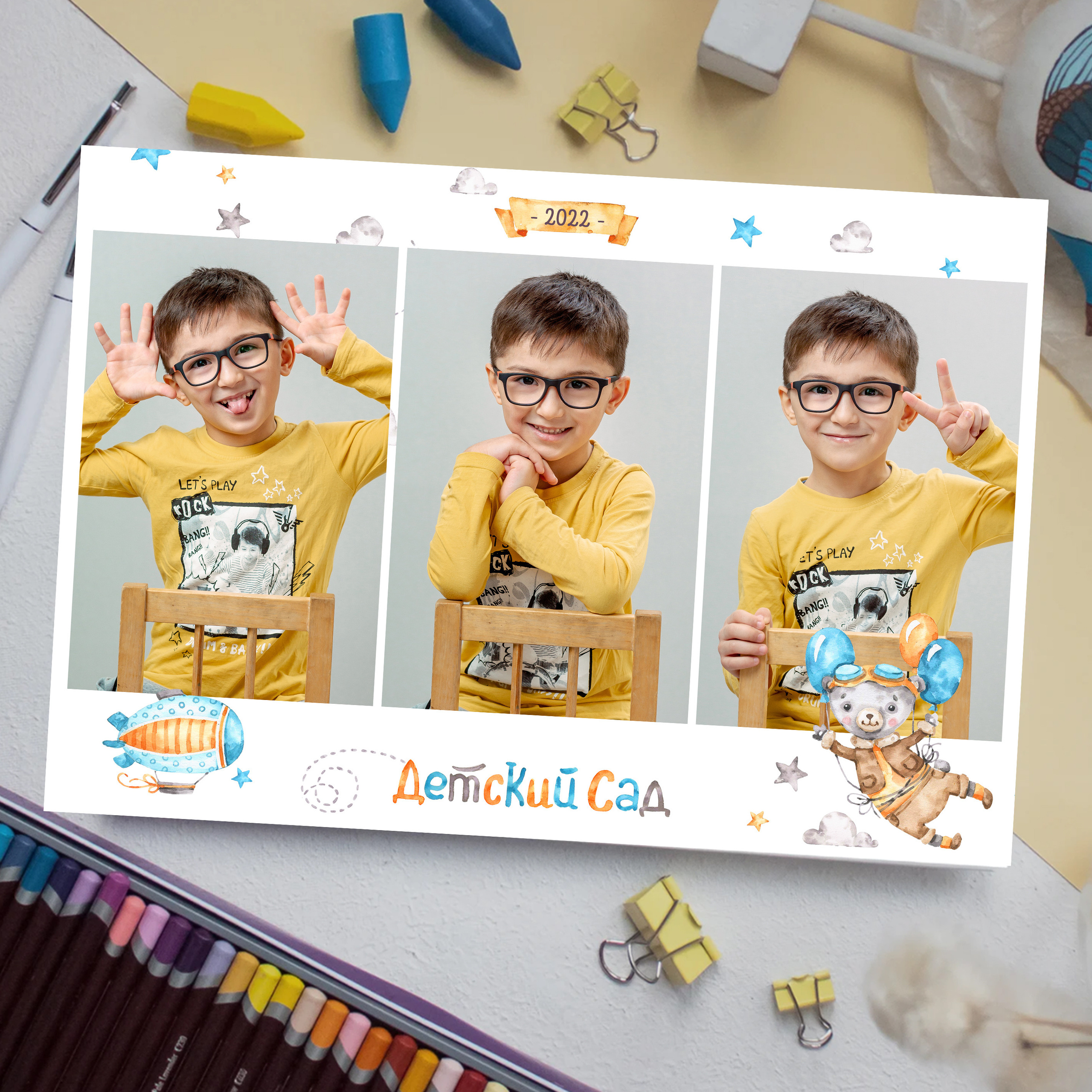 Печать фото А4 .Коллаж из 3х личных портретов.