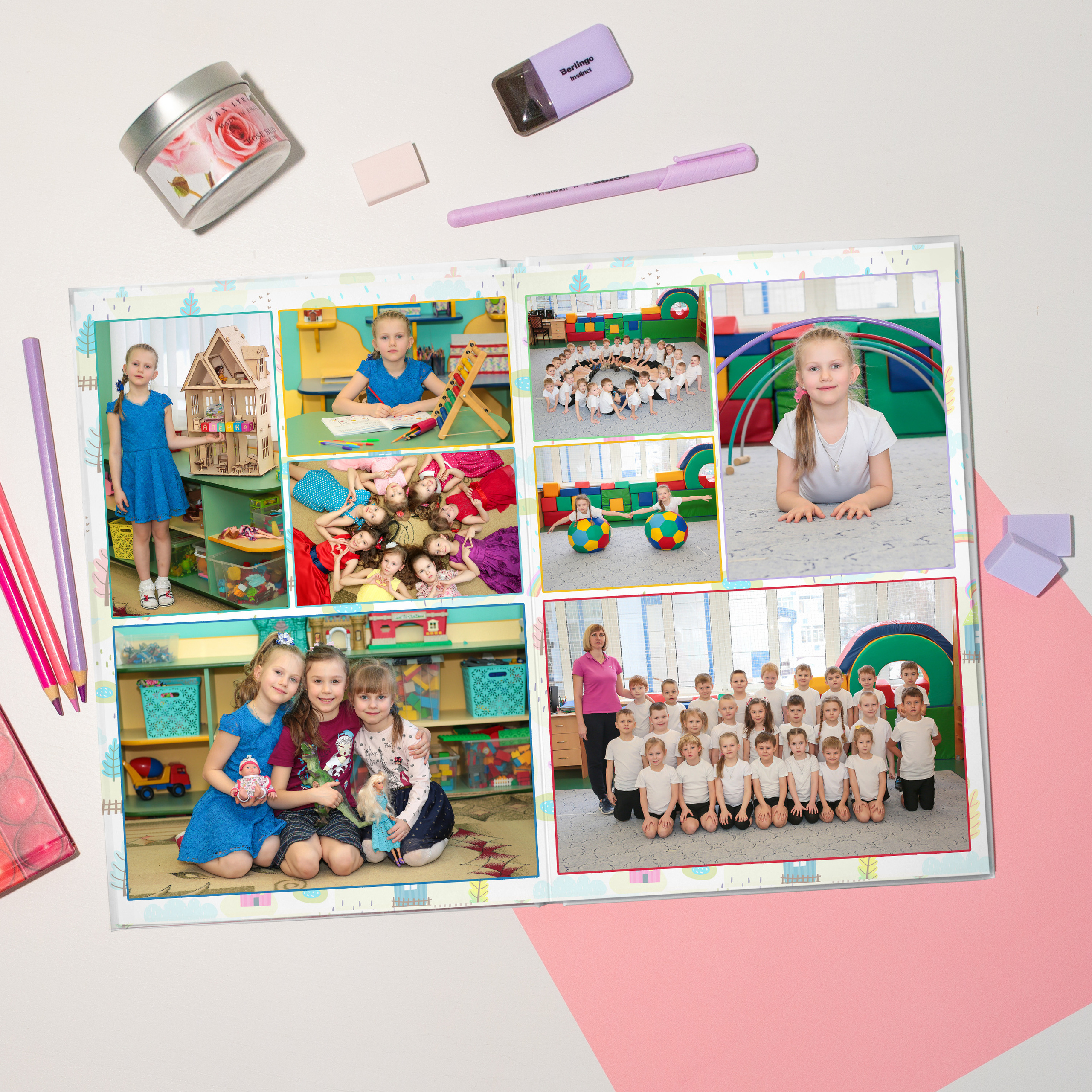 Личный разворот фото в группе и на физкультуре.