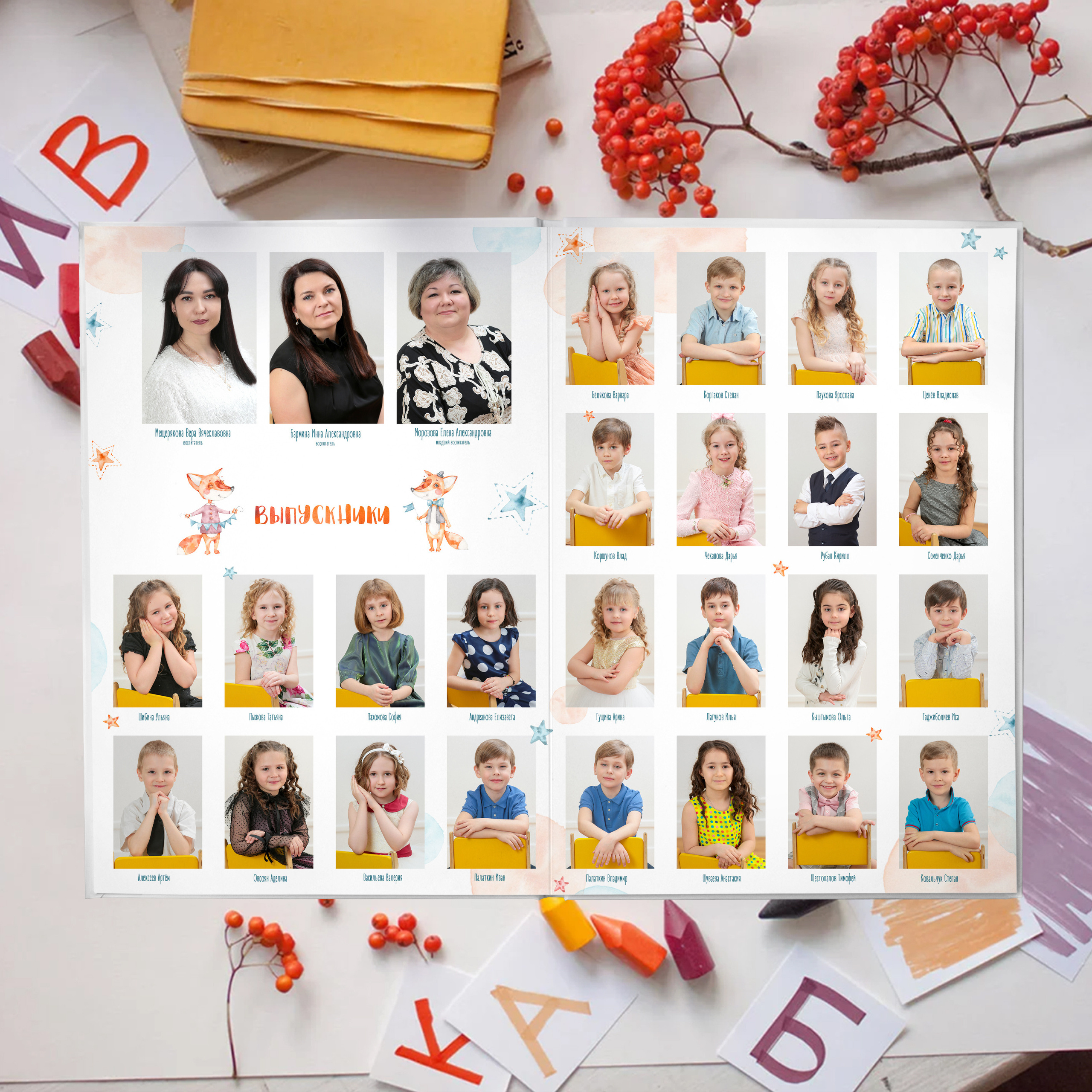 2 Виньетка всей группы подписаны имена и фамилии детей.