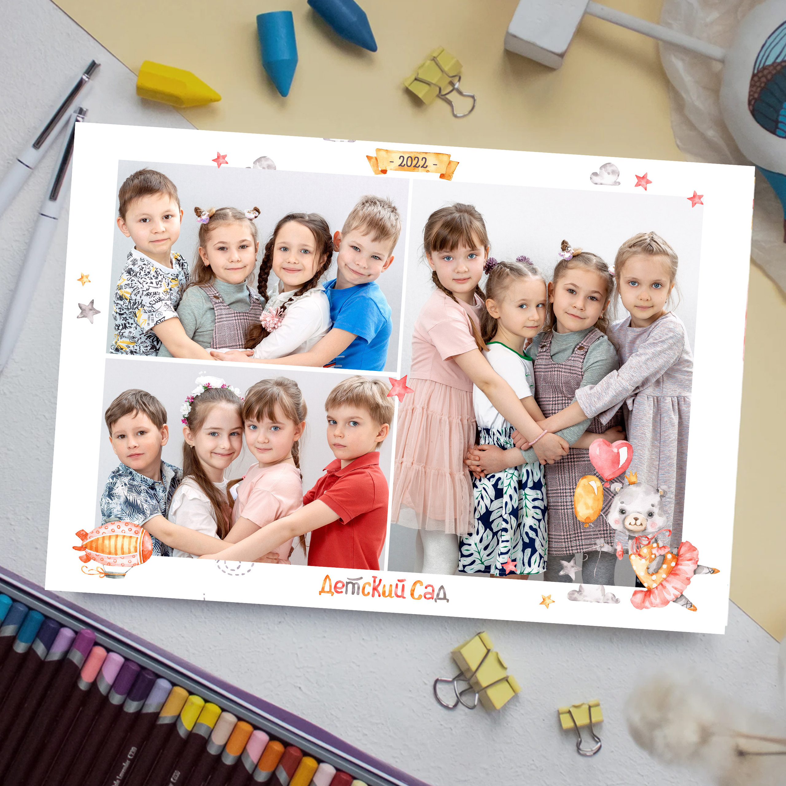 Печать фото А4 .Коллаж из 3х фото с друзьями.