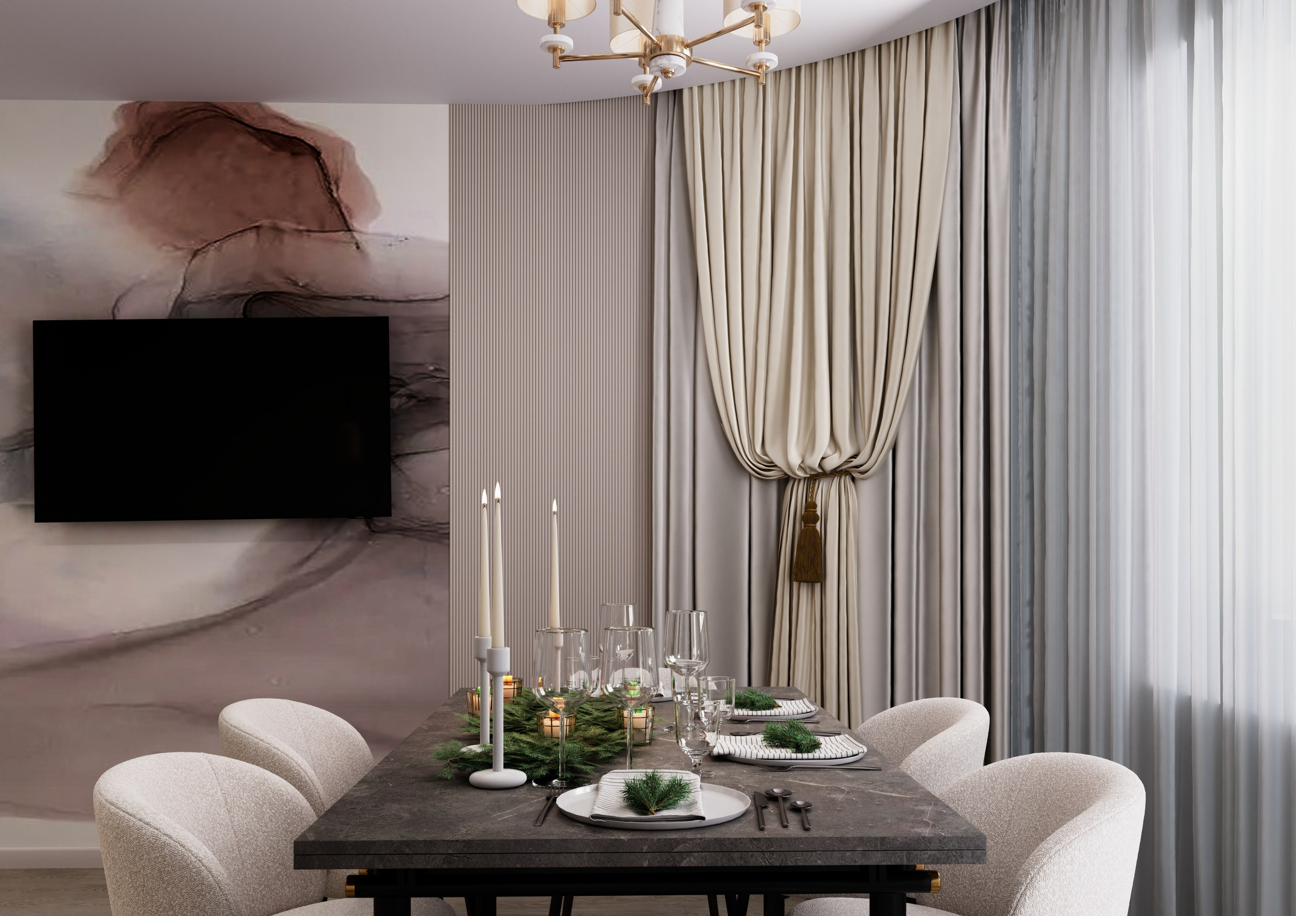 Просторная стильная двушка г. Краснодар. Батракова Наталья дизайнер интерьеров Санкт-Петербург Москва Архангель