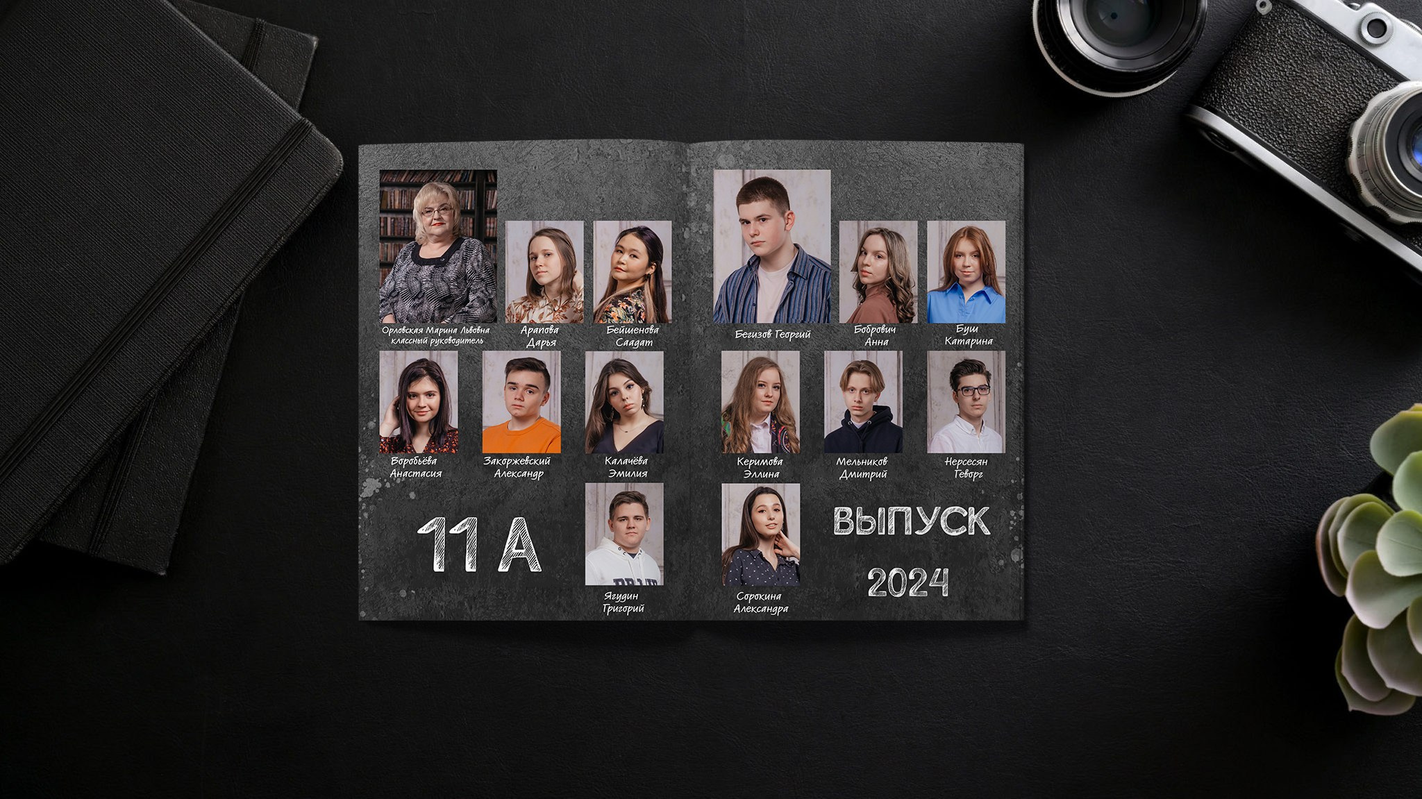 Виньетку всего класса и фото классного руководителя.