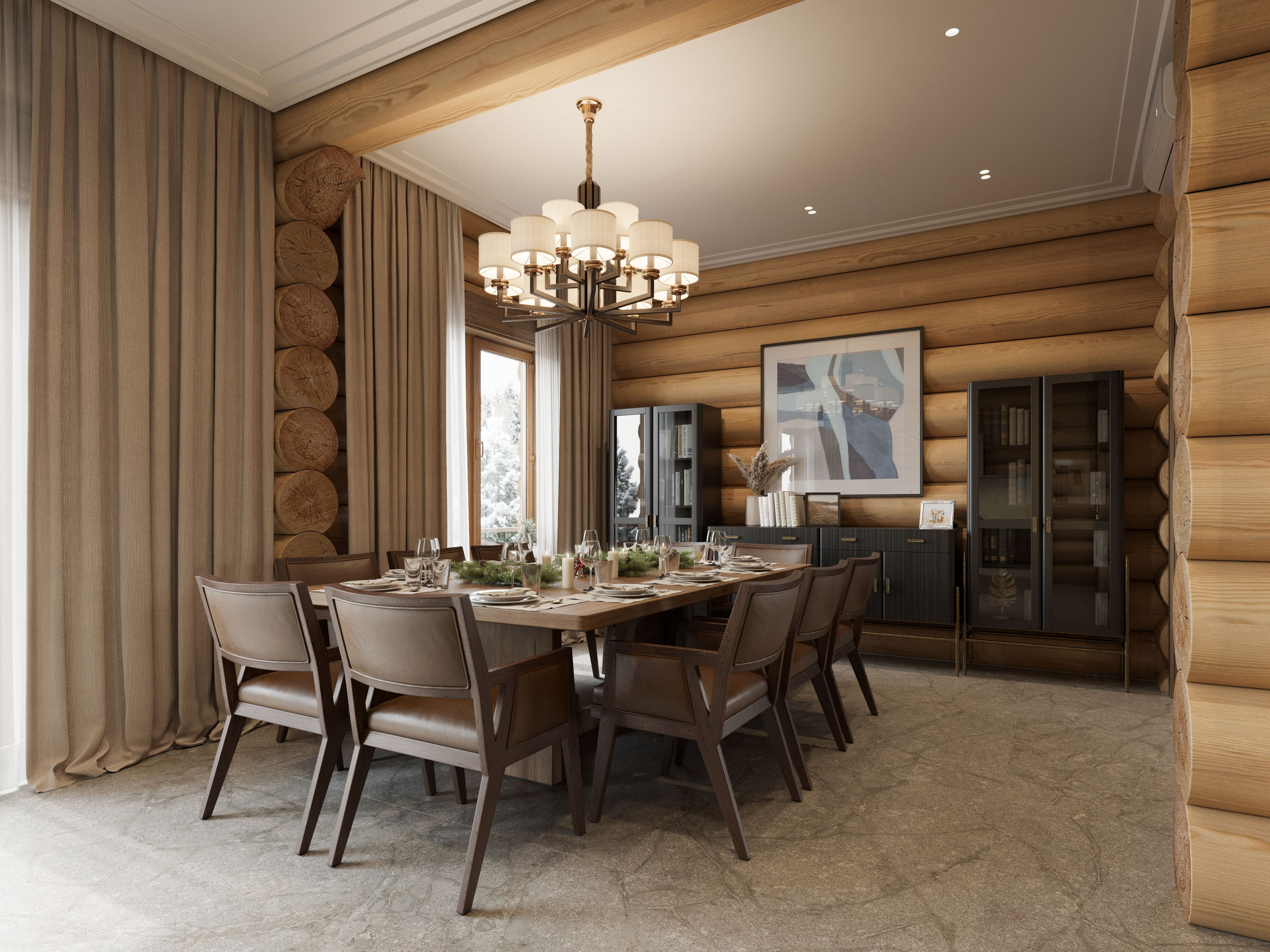 Сруб с Современным Наполнением: 3D Визуализации Интерьера Загородного Дома. Визуализатор интерьера в Москве | Брагин Кирилл