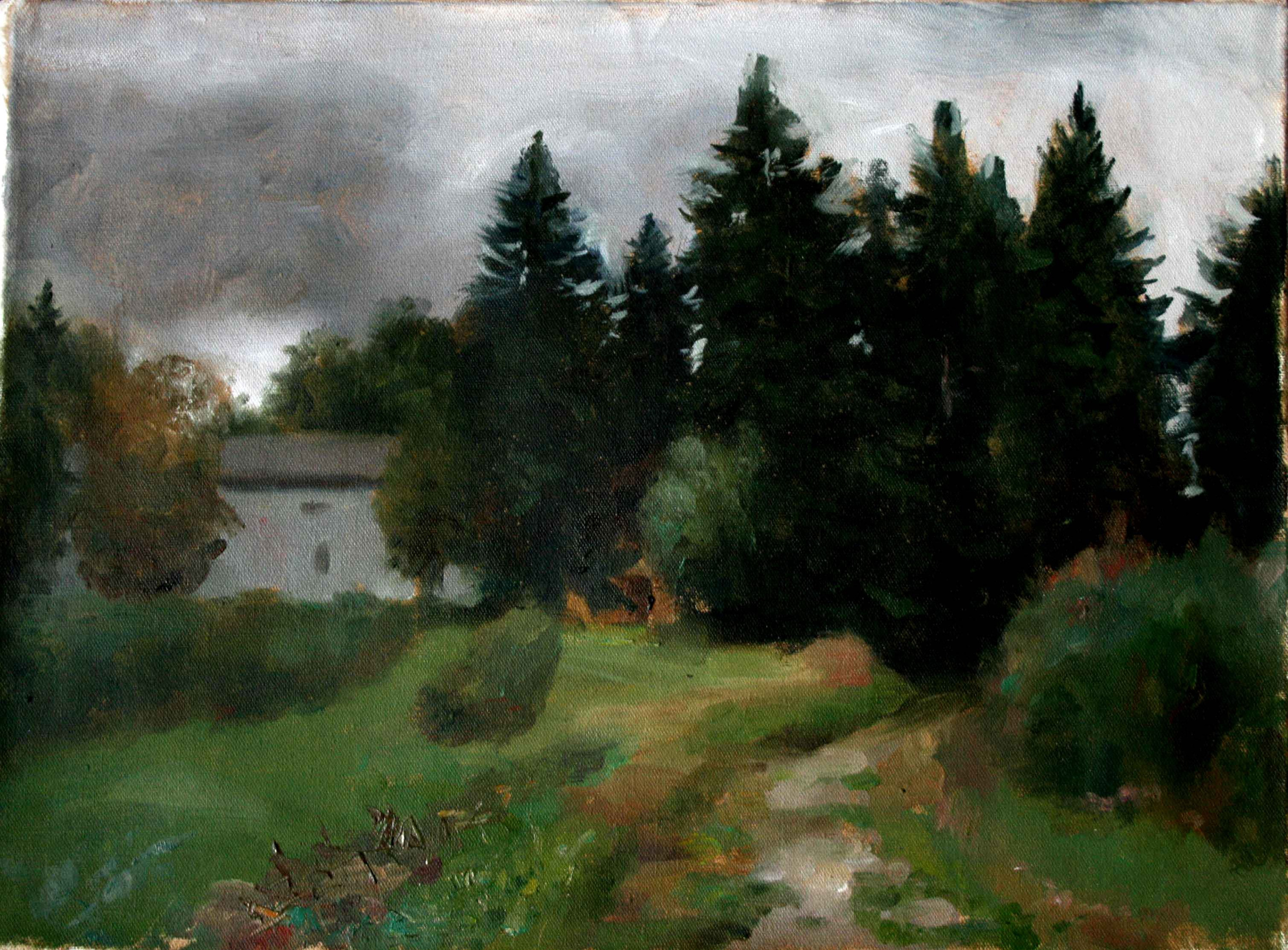 "Новый Валаам. Пасмурный день" 2009г. 30 х 40см. 