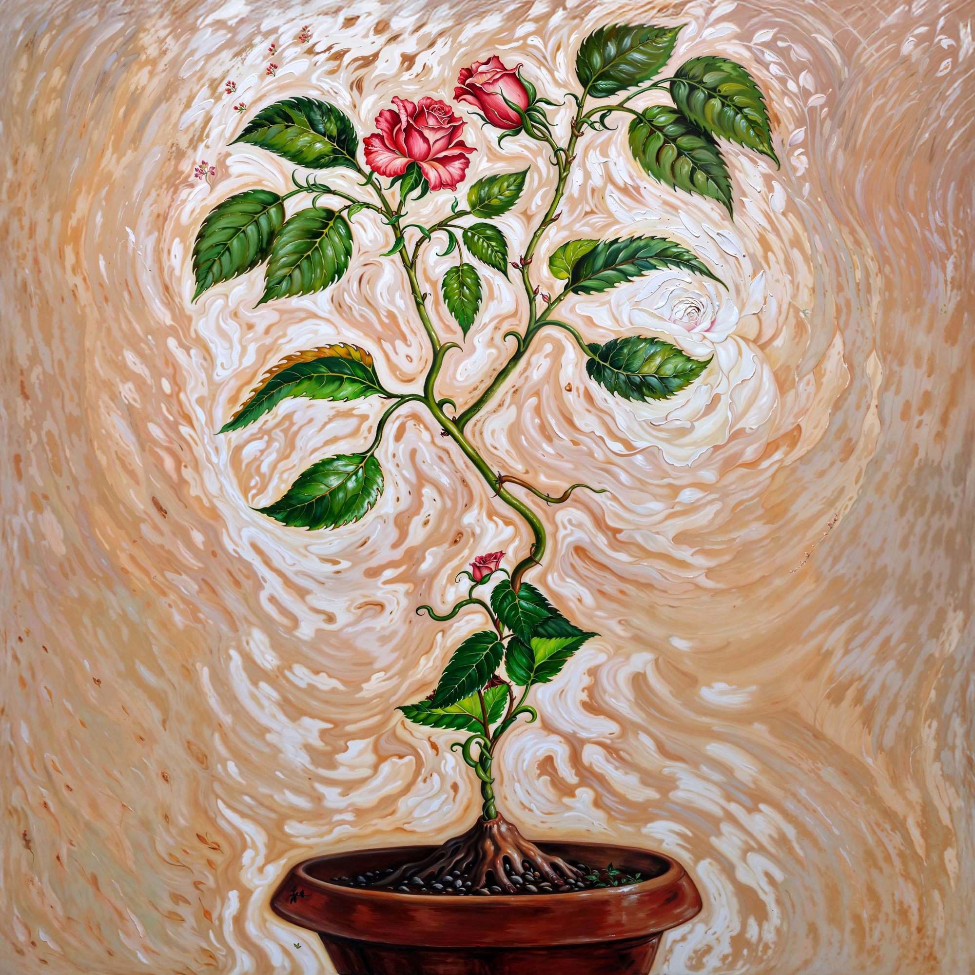 Цветочная композиция с иллюзией человеческого лица, адаптация в стиле Артуша Восканяна от Olegorizm.