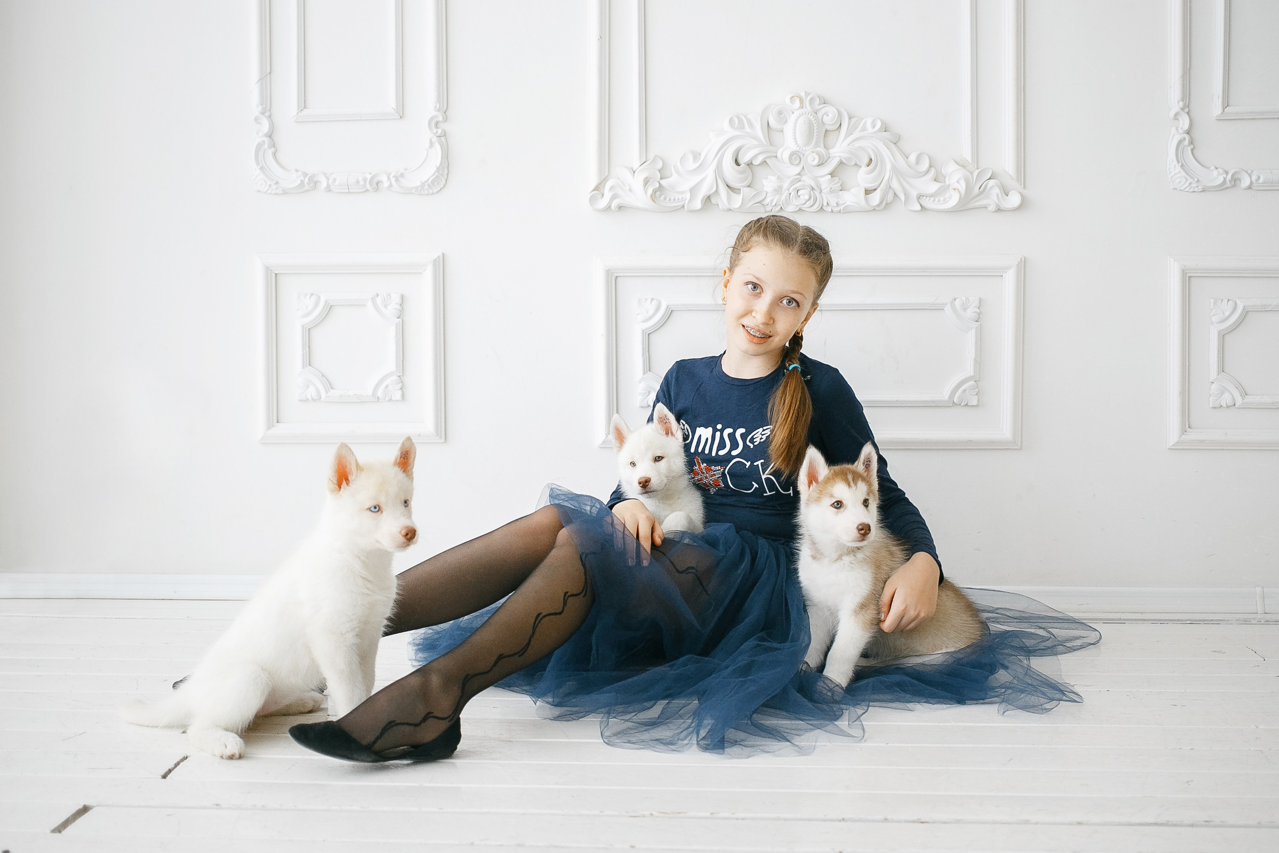 Весенняя фотосессия с щенками Хаски. Фотограф Сергей Логинов