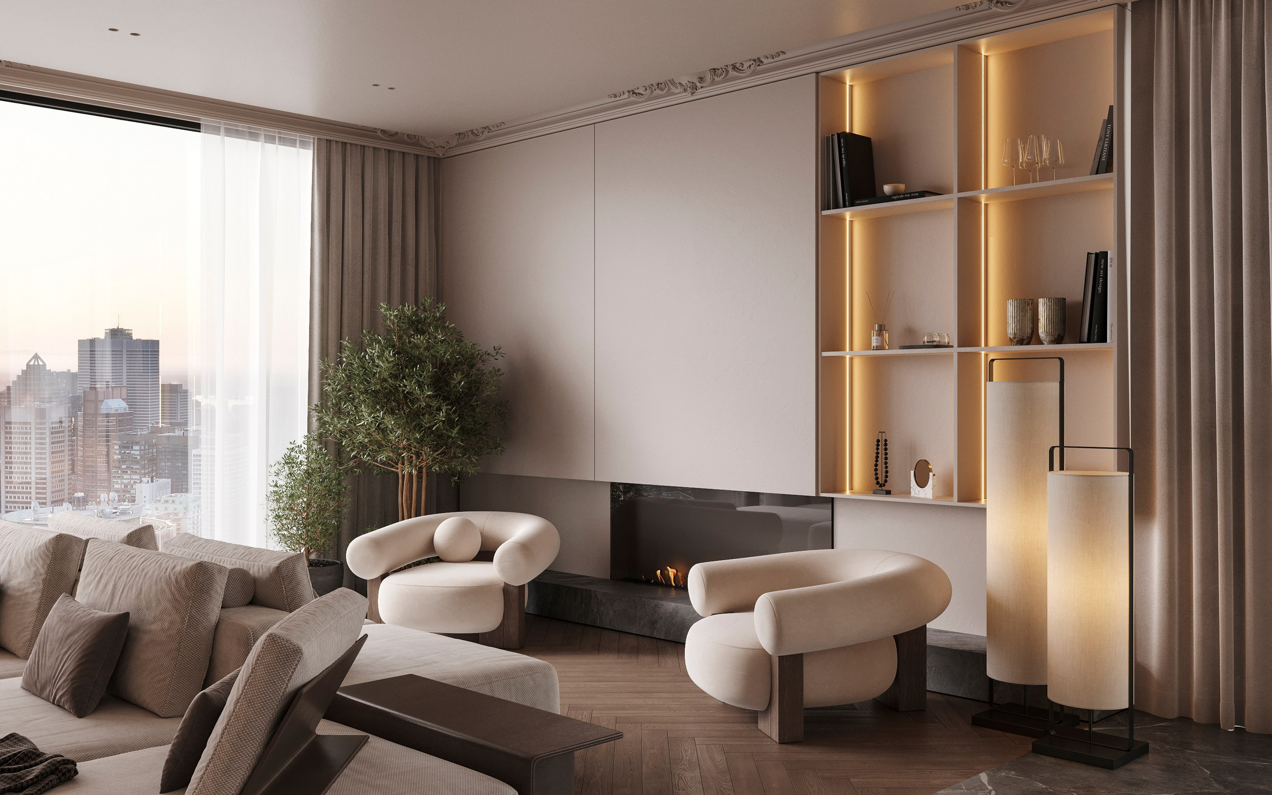 COZY SKYLINE | CONCEPTUAL PROJECT. Interior Visualization by Valerie Stetyukevich