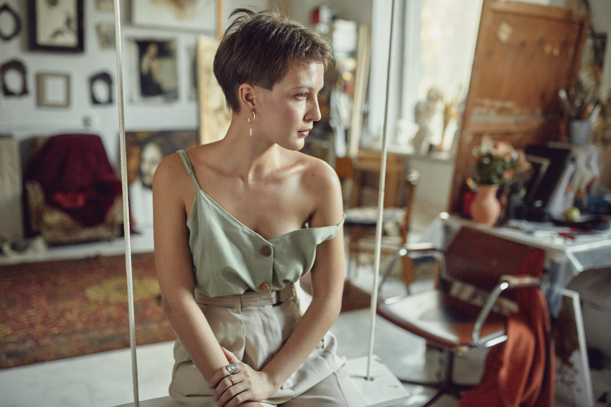 Съёмка в мастерской художника Лиды Железняк