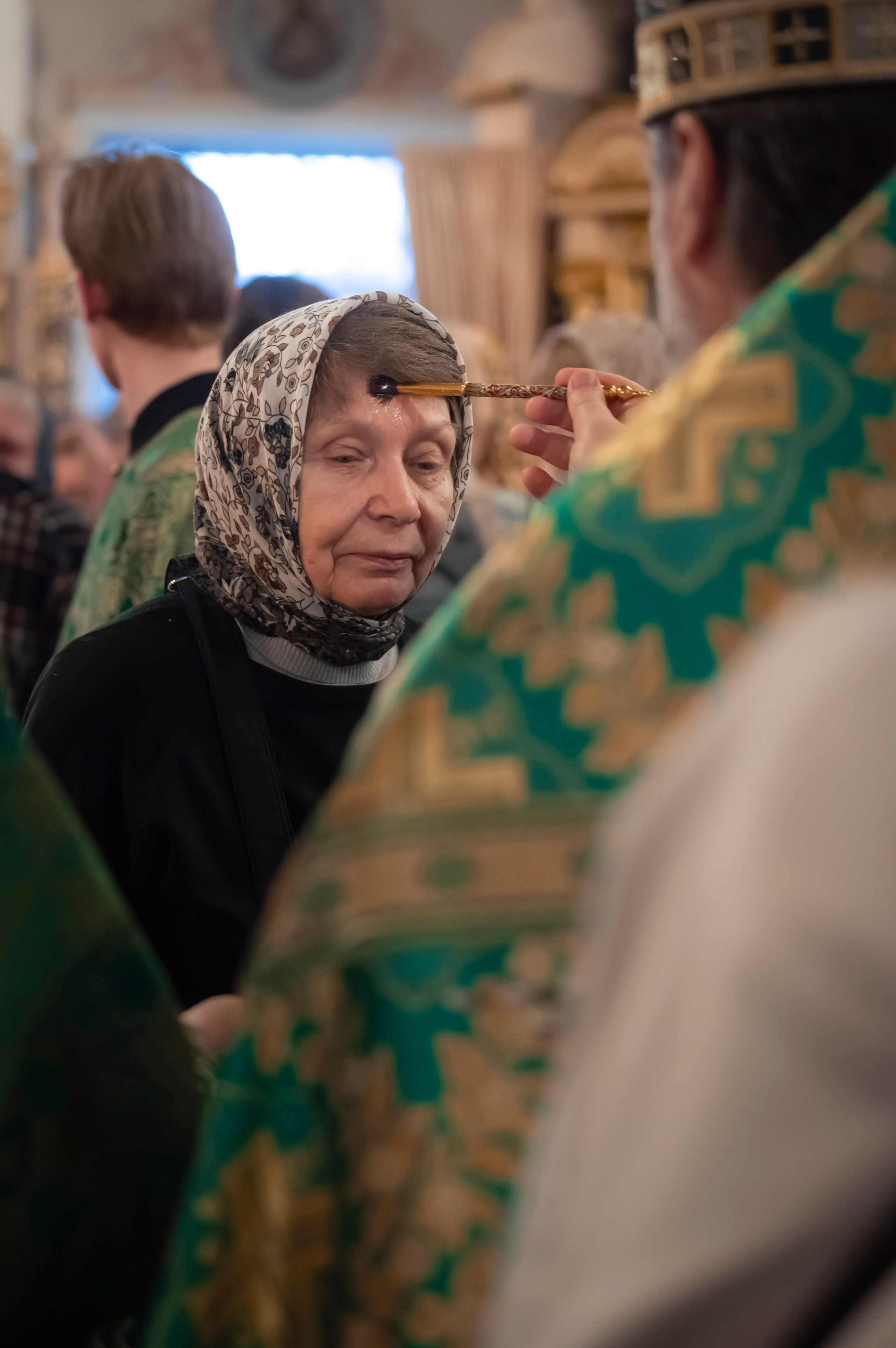 Богородский Храм. Всенощное бдение. Освящение верб. Антон и Татьяна Денисенко — В храме