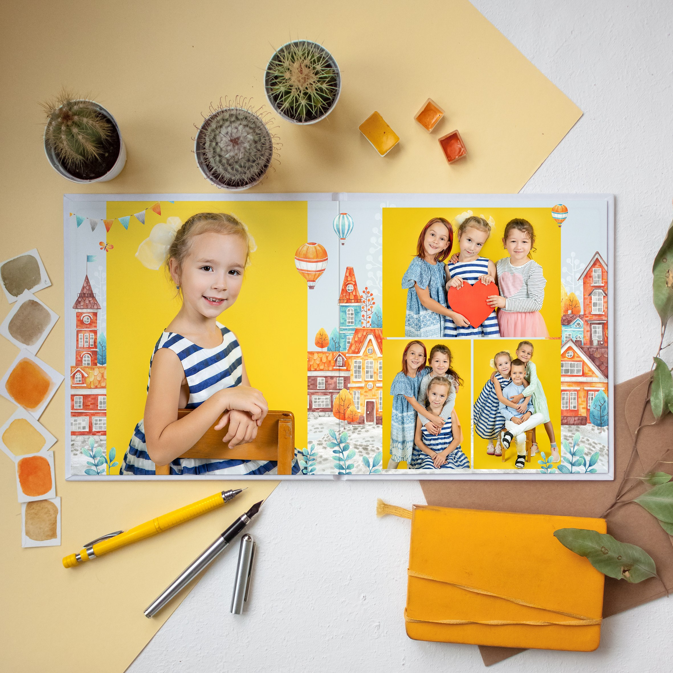 Дизайн «Домики» 20×20. Выпускные альбомы СПБ для садов и школ | Фотограф Олька Евченко