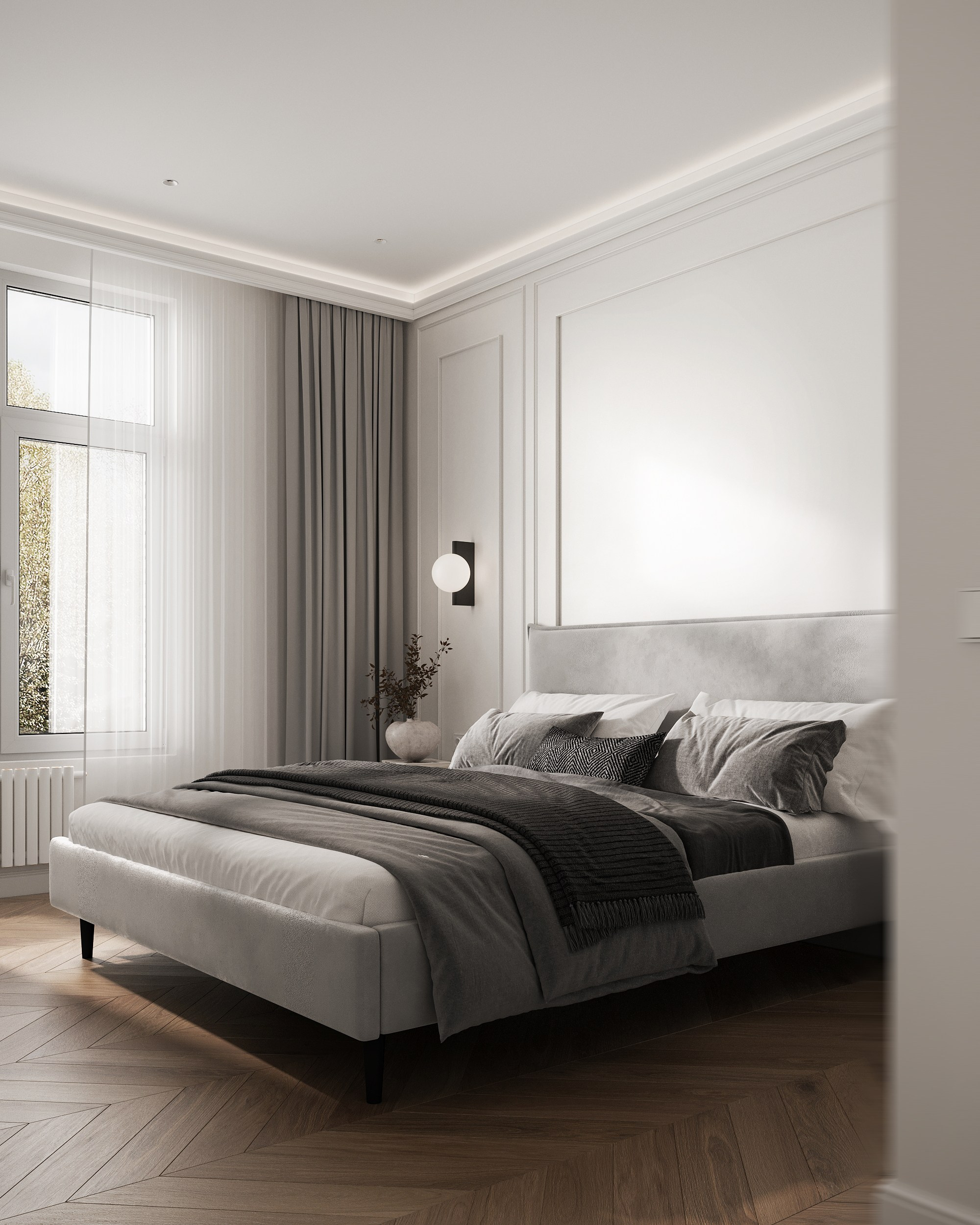 Интерьер спальни, дизайн спальни, дизайн спальни, интерьер мастер спальни, дизайнер, дизайнер интерьера Санкт-Петербург, дизайнер СПБ, дизайн Питер, интерьер квартиры, СПБ, Малюгина Ксения