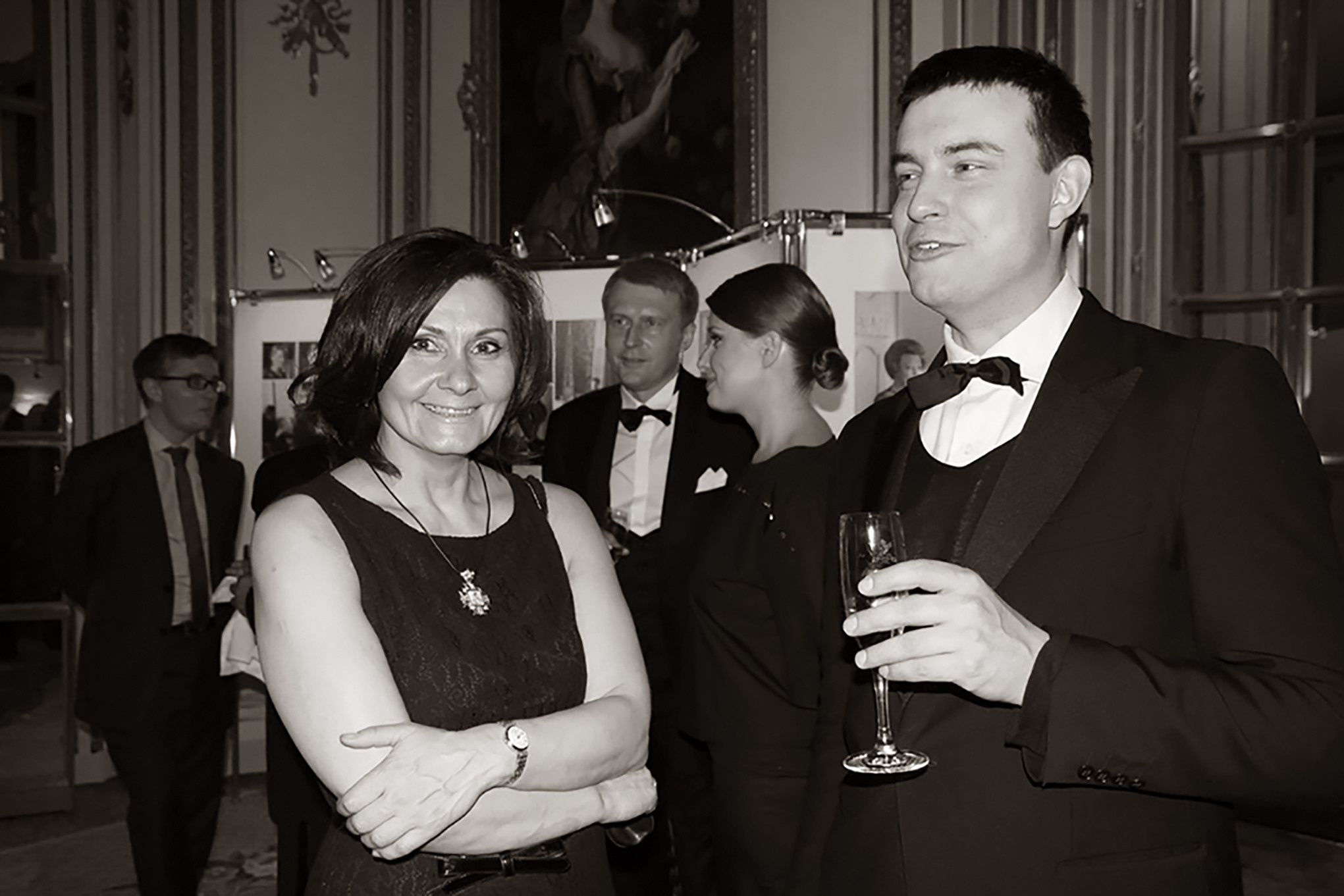 На открытии выставки "Королевские портреты», Жанна Максимова и Егор Ларичев,       William Kent House, London, 2012