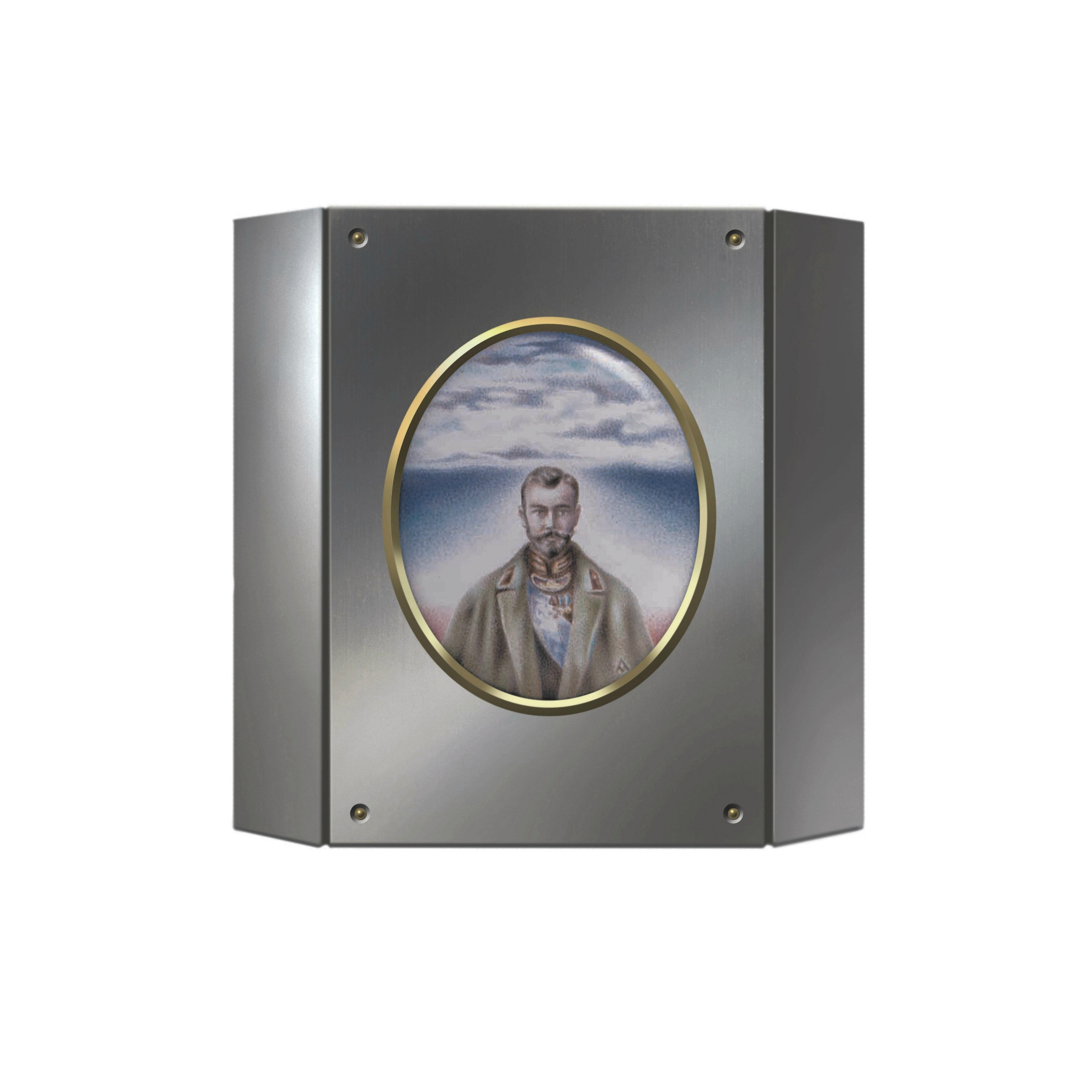 Artist Alexei Maximov. The Last Imperor (Nicholas II), 1994, enamel, silver, titanium