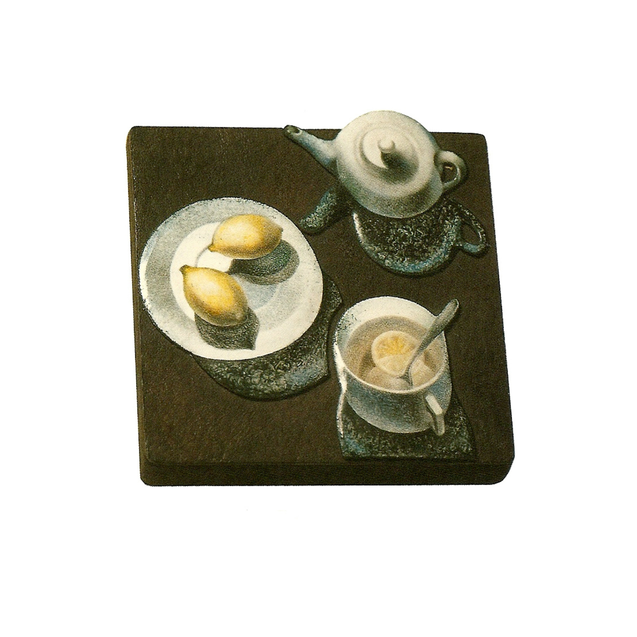 Artist Alexei Maximov. Composition "Lemons for tea", 1981, painted enamel, metal, leather. Collection of the State Museums of the Moscow Kremlin