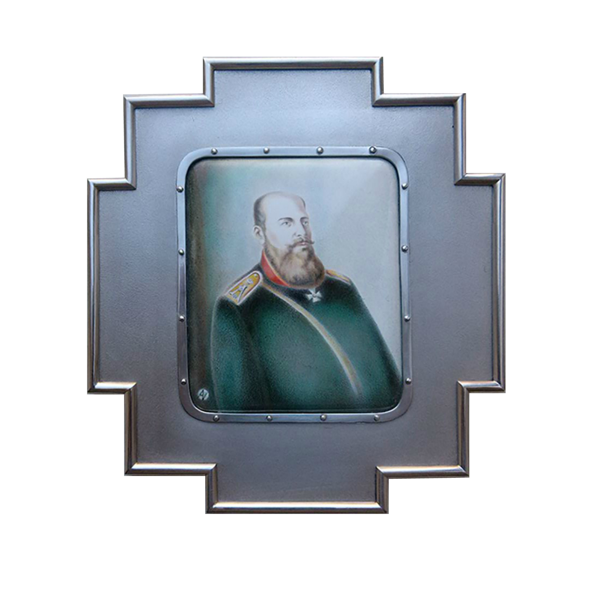 Artist Alexei Maximov.  Emperor Alexander III, 2013, painted enamel, silver