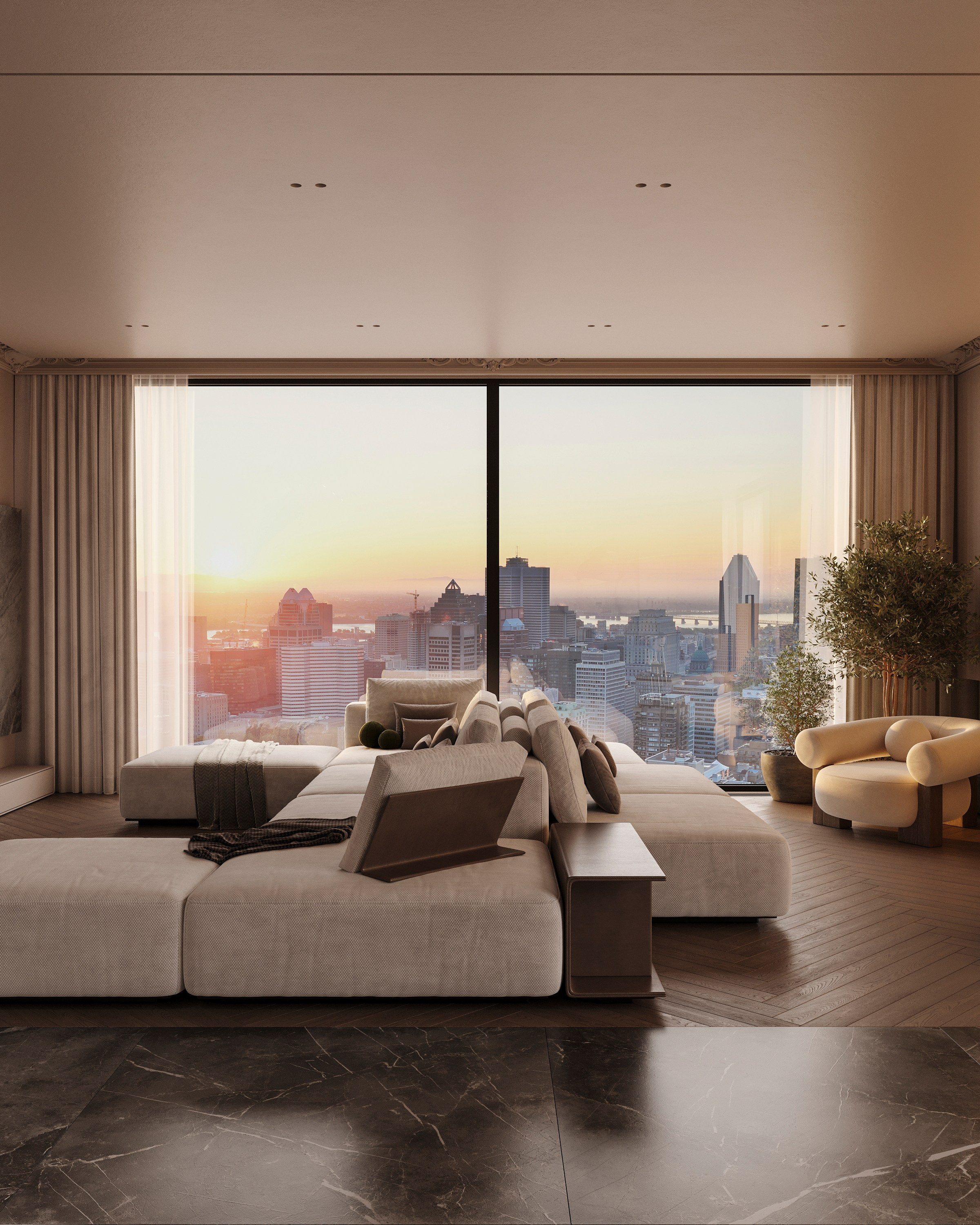 COZY SKYLINE | CONCEPTUAL PROJECT. Interior Visualization by Valerie Stetyukevich