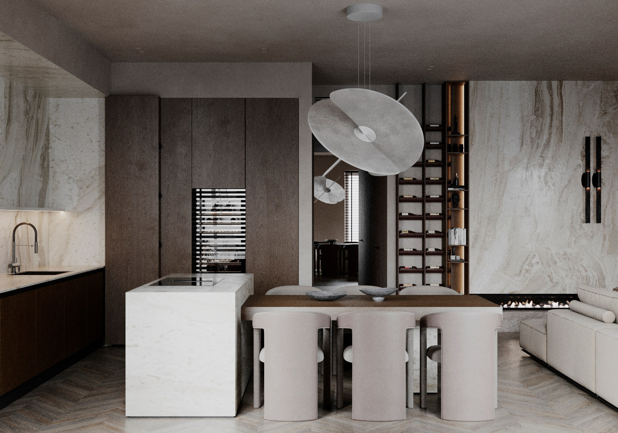 Кухня —гостиная ЖК Титул. Визуализатор Векшина Елена