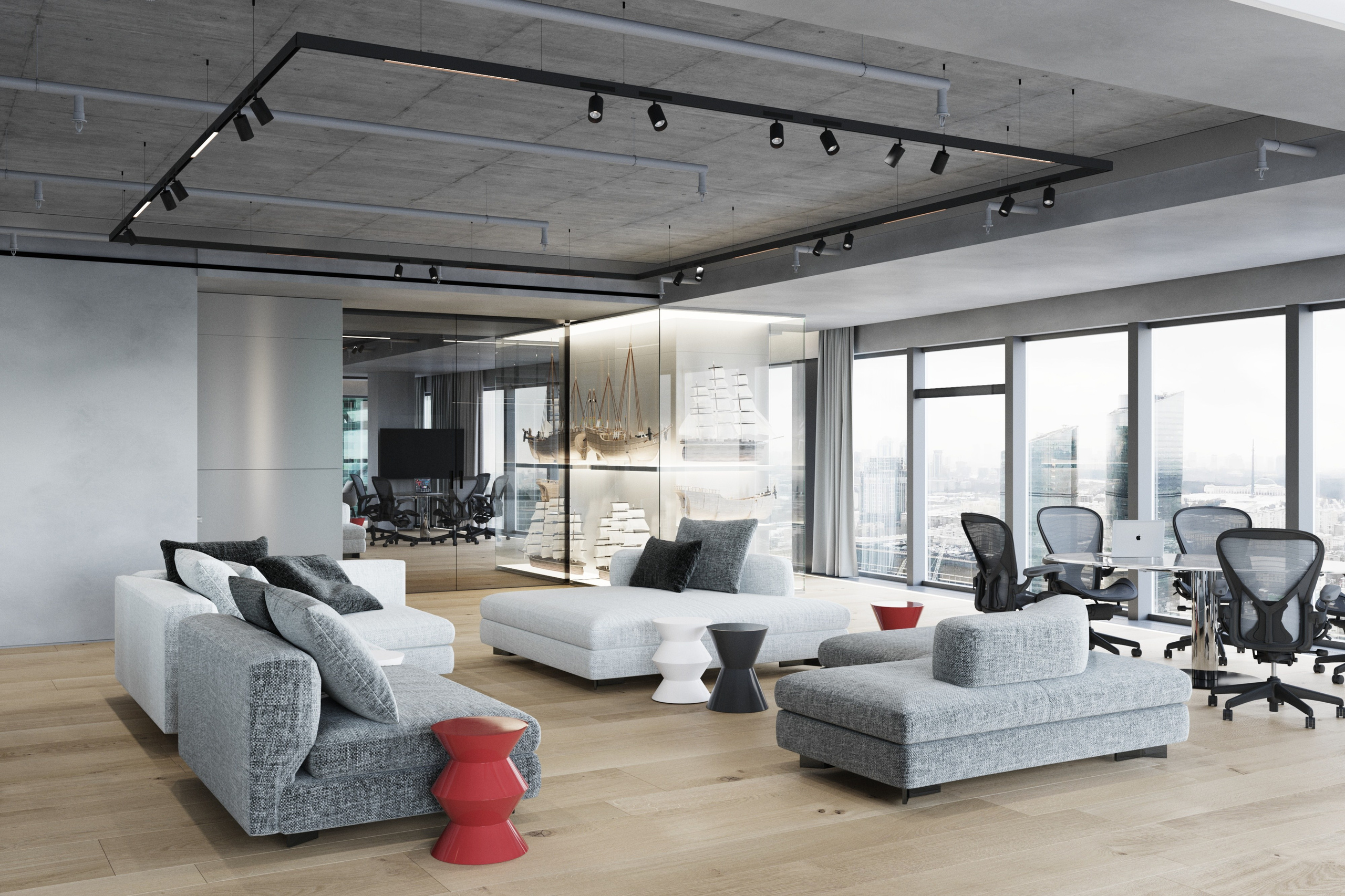 Апартаменты в небоскребе. Архитектурные интерьеры