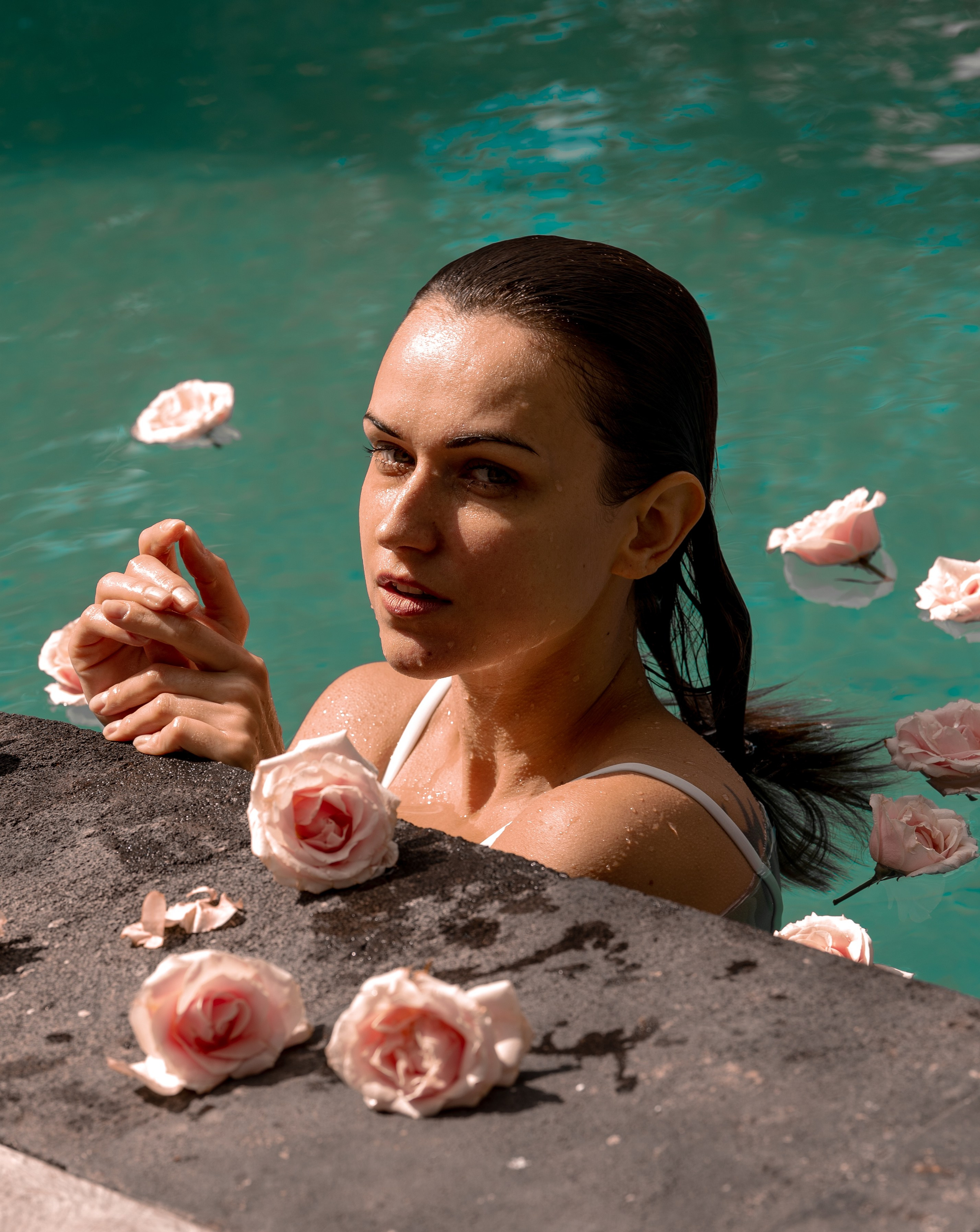 Photo shooting for flowers shop on Bali. Traveling soul