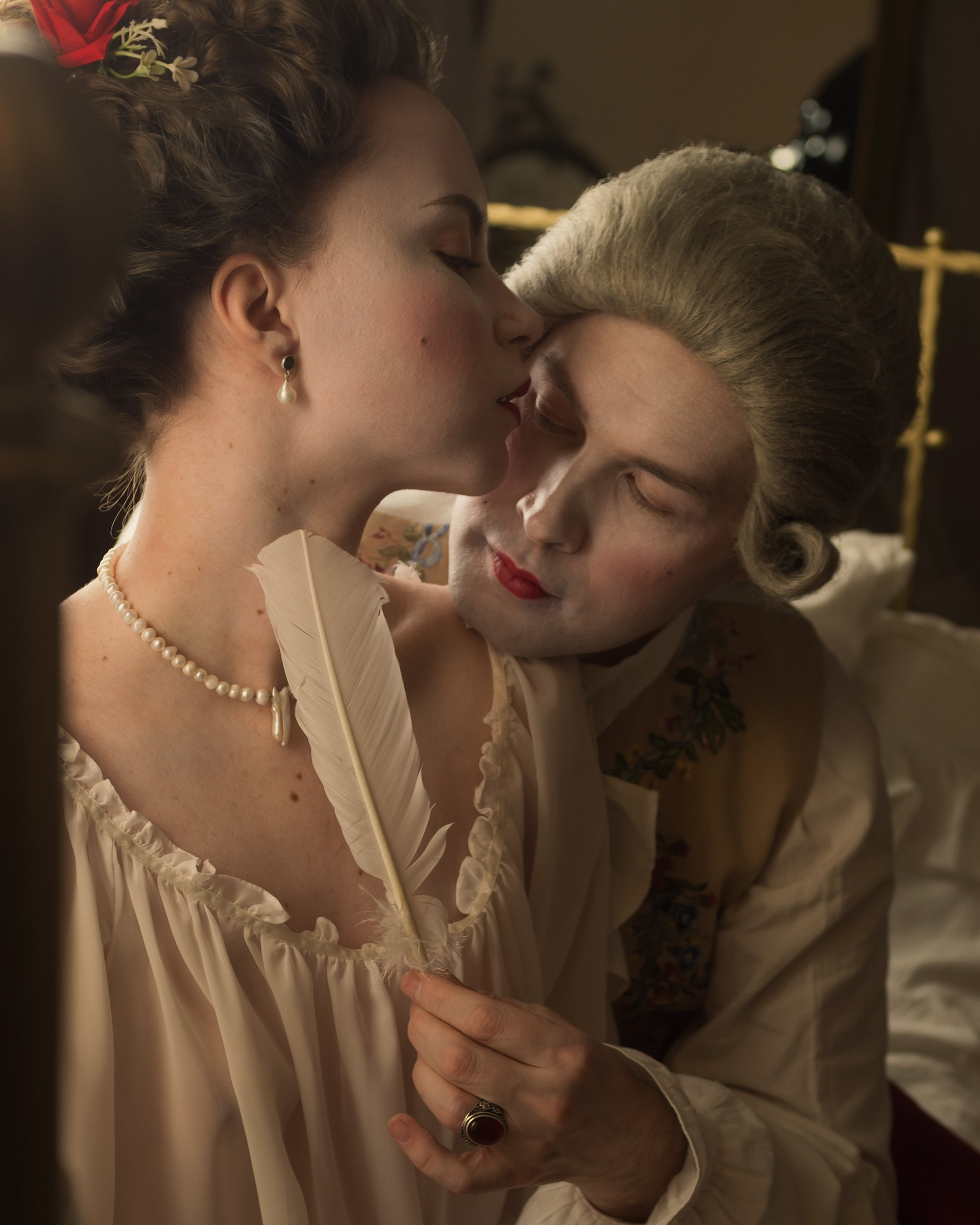 Казанова, опасные связи. Будуарная фотосессия в исторических костюмах, киношный стиль. Арт фото в Хабаровске.