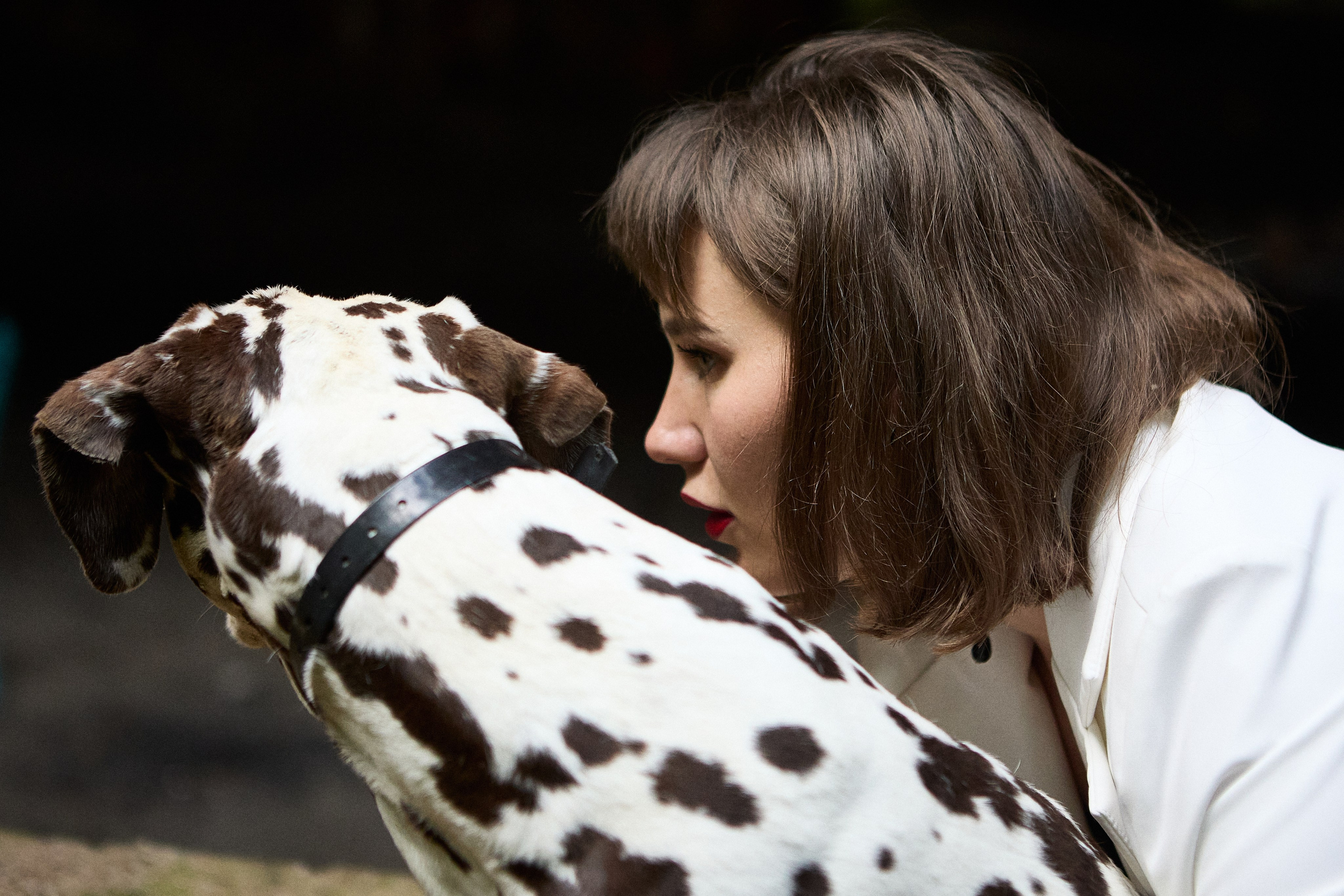 фотосессия с собакой на темном фоне