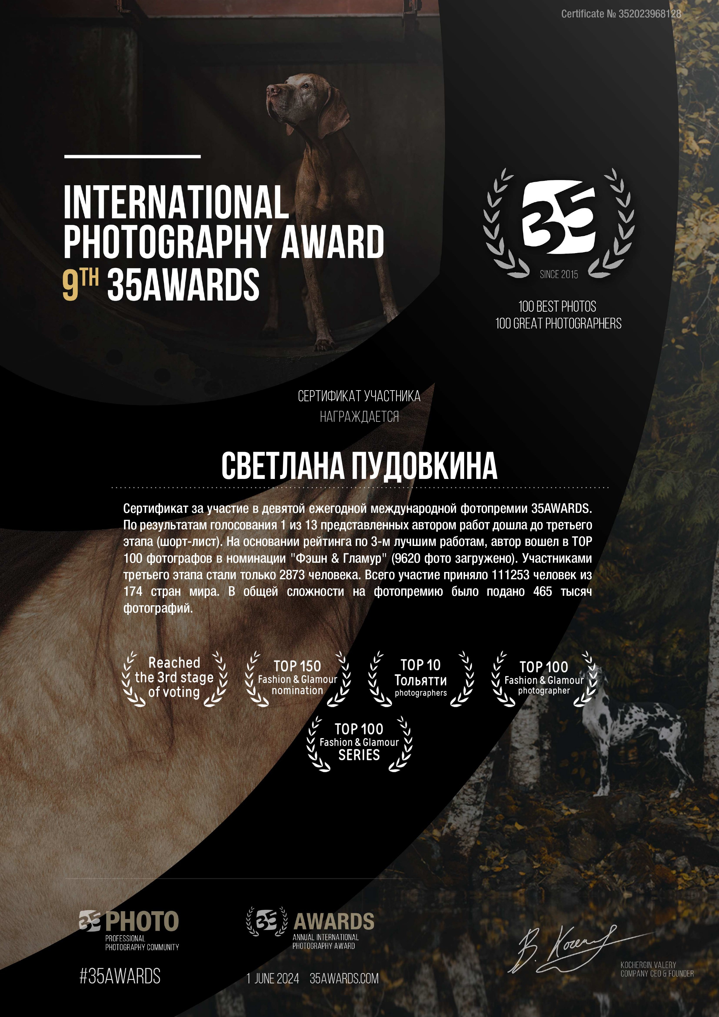 Дипломы 35awards. Фотограф Тольятти Светлана Пудовкина