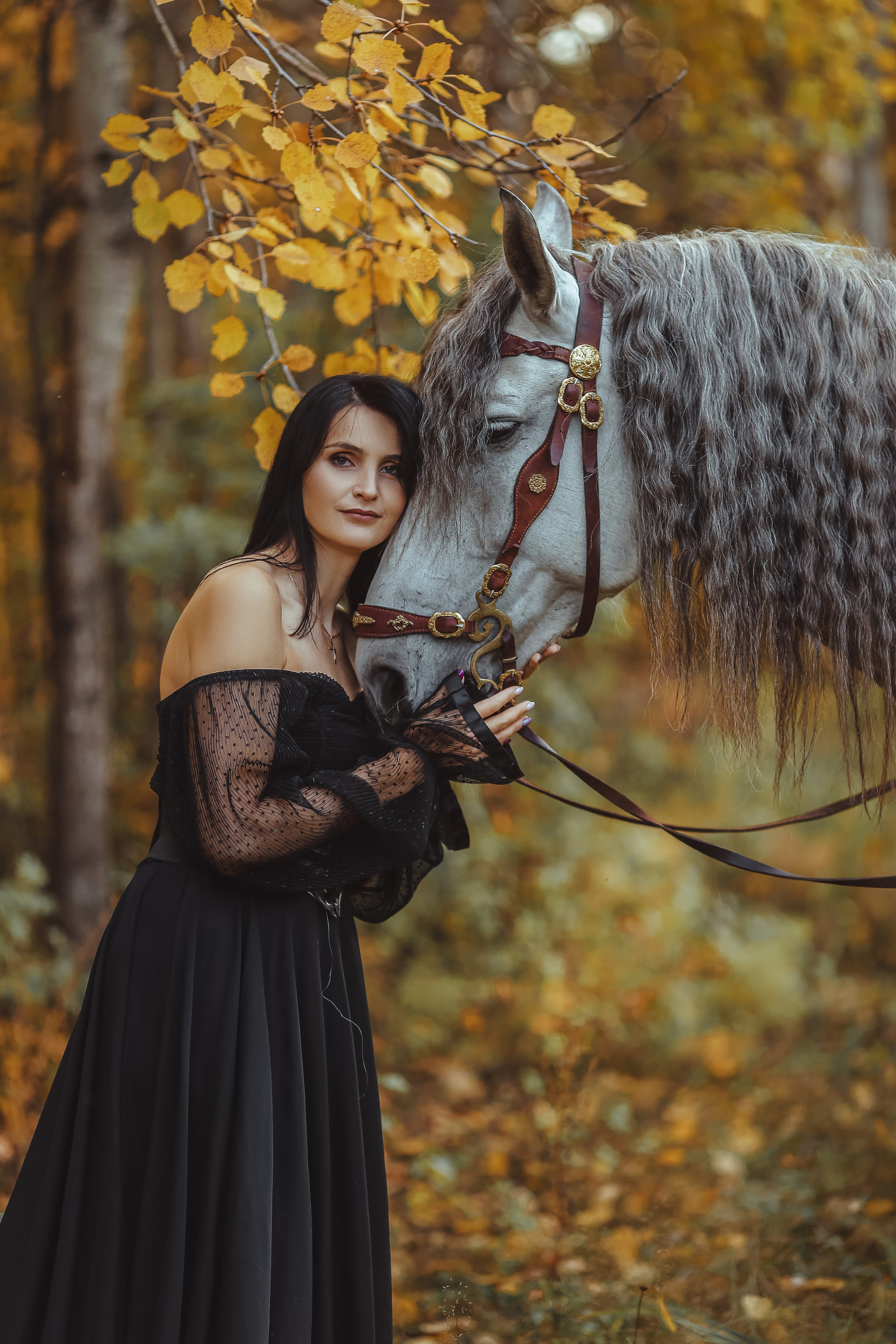 Образ из черной юбки (универсальна до 48-50) и черной блузки от 44 до 48. 