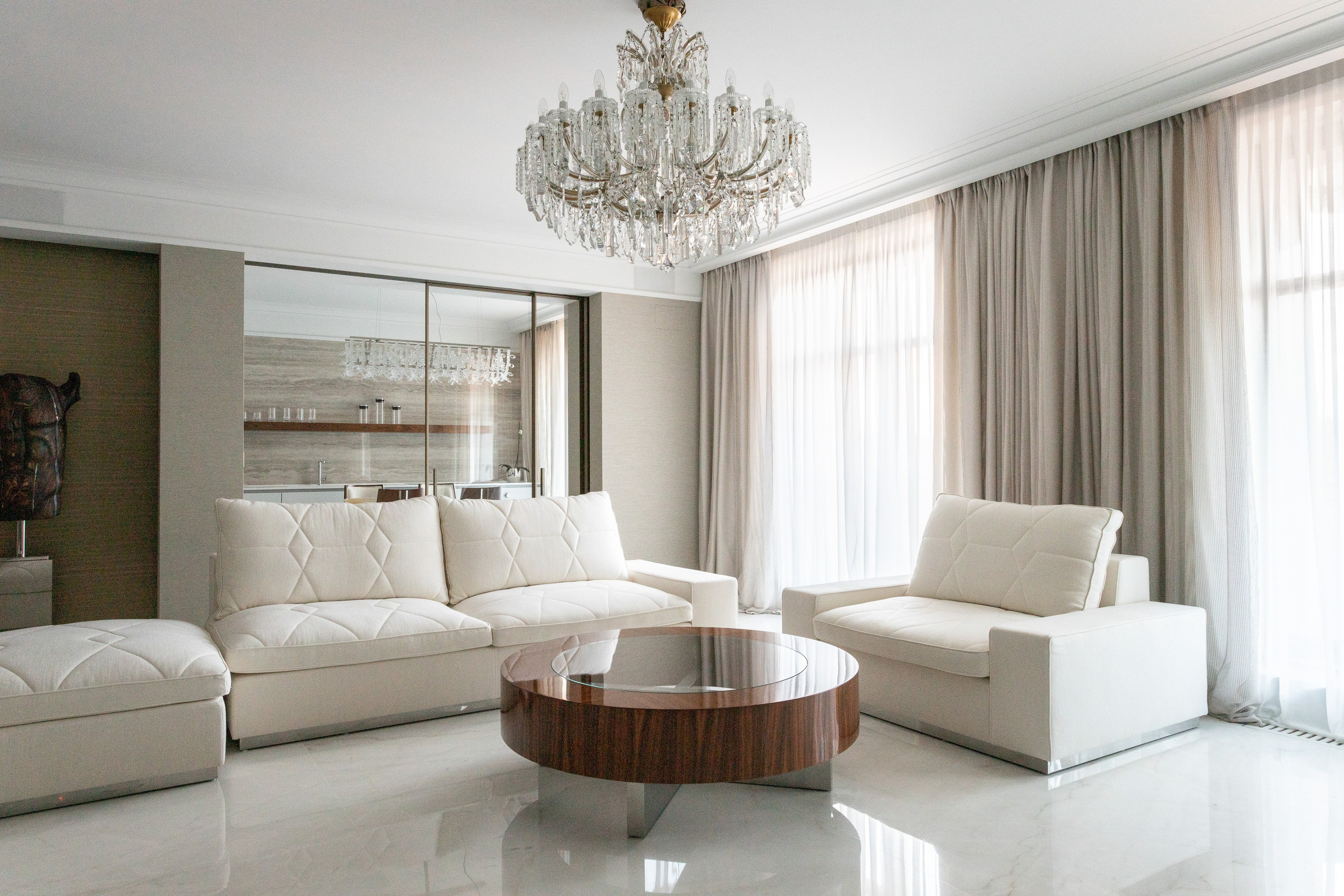 Luxury apartment living room interior - photographer Andrey Dunin - architect Viktoria Zaretskaya