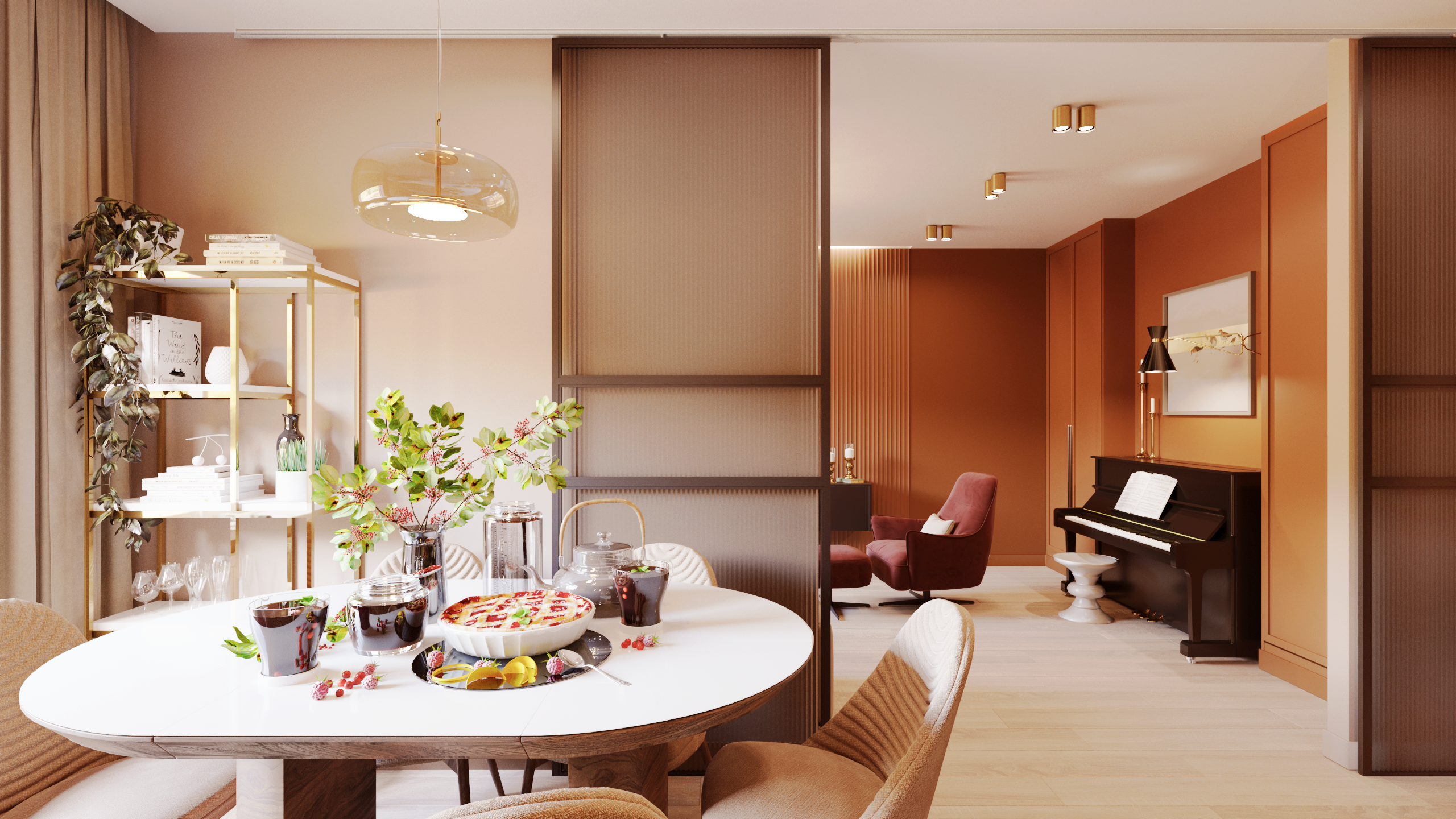 Терракотовый интерьер в Красноярске. Интерьерный дизайнер и художник. Локация в г. Екатеринбурге беру проекты в разных странах